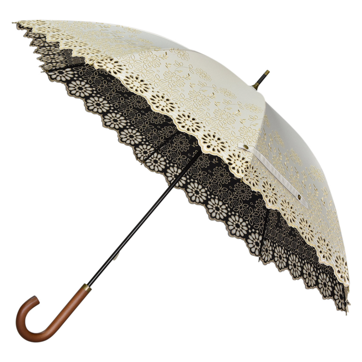 【最大1000円OFFクーポン】ジェニュインアンブレラワークスGENUINEUMBRELLAWORKS日傘長傘完全遮光遮光率99%軽量遮光晴専用UVカットレディース81cmレース刺繍紫外線対策軽量ブラックホワイトネイビー黒936P