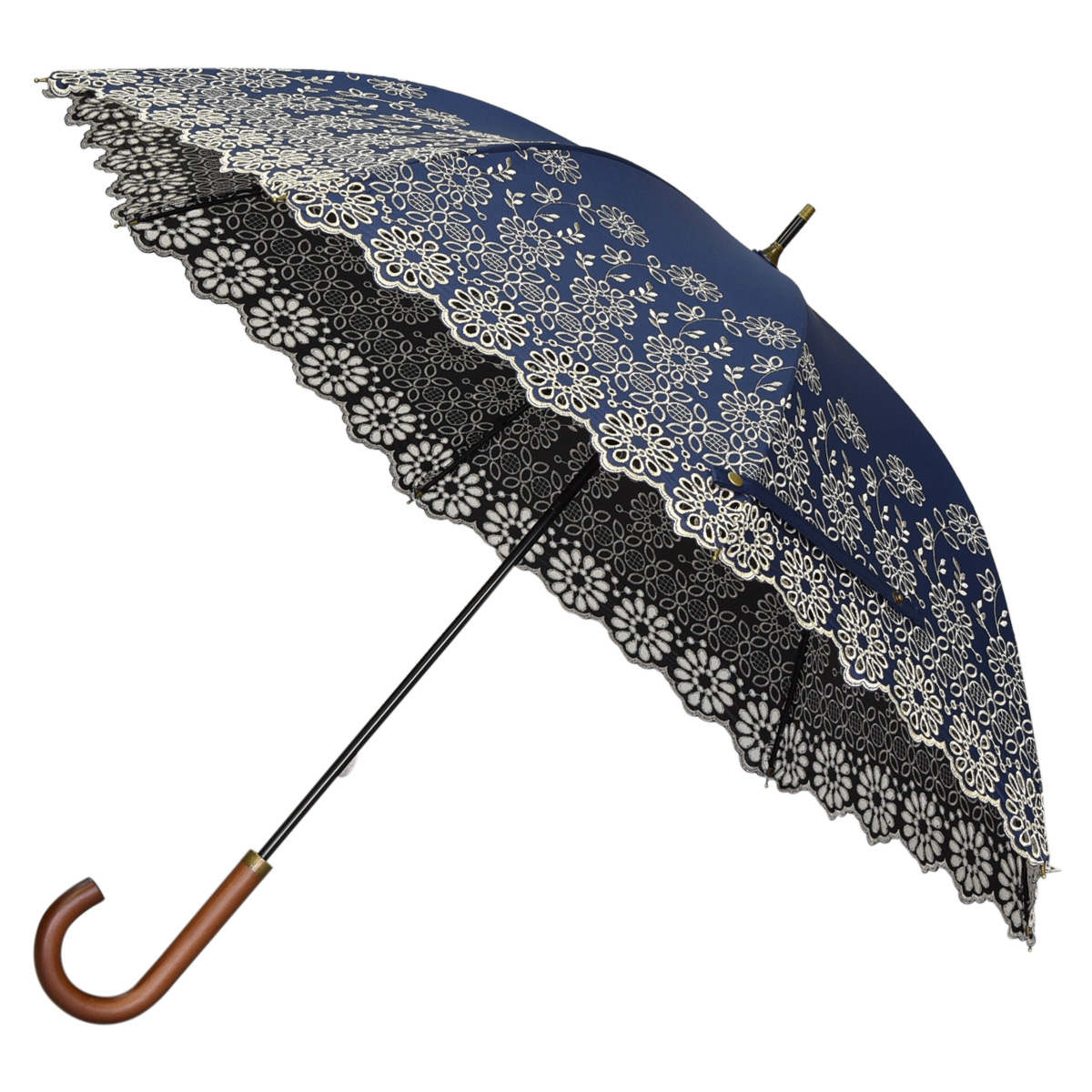 【最大1000円OFFクーポン】ジェニュインアンブレラワークスGENUINEUMBRELLAWORKS日傘長傘完全遮光遮光率99%軽量遮光晴専用UVカットレディース81cmレース刺繍紫外線対策軽量ブラックホワイトネイビー黒936P