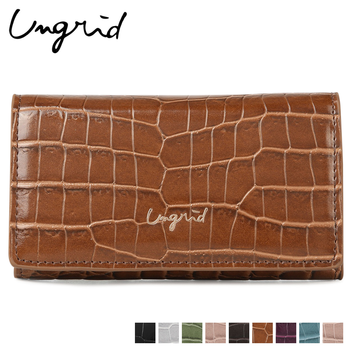 アングリッド Ungrid 諷示入物 キーホルダー レディース 5連 Shiny Croco Card Case 捕りものん坊 薄墨色 カーキ 橡 茶色 ラクダ ぶどう酒 ブルーチーズ ラベンダー 黒 Ung 519 Texx Com Br