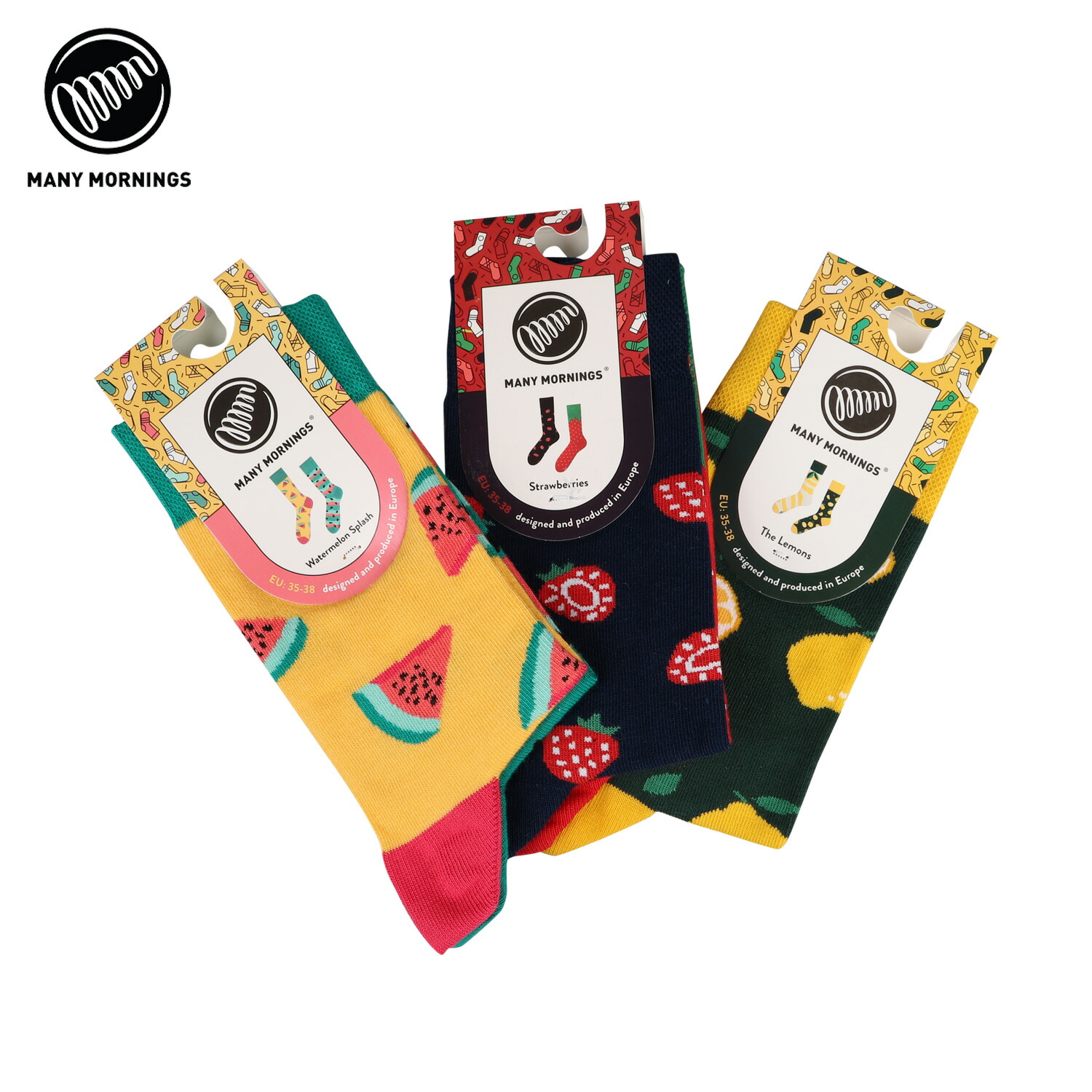 Many Mornings メニーモーニングス 靴下 ソックス メンズ レディース 3足セット Fruits Set Socks マルチカラー Andapt Com
