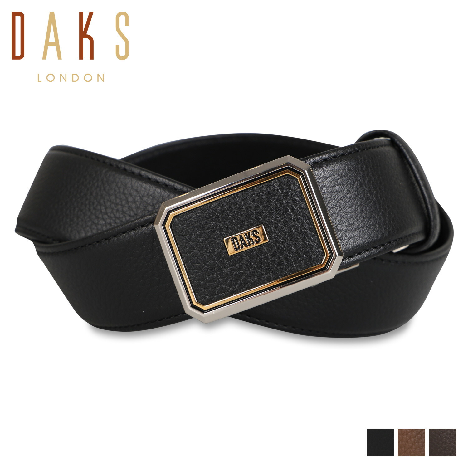 【最大1000円OFFクーポン発行中 4/12 23:59まで！】 ダックス DAKS ベルト メンズ 本革 LEATHER BELT ブラック ブラウン ダークブラウン 黒 DB25910 9,075円
