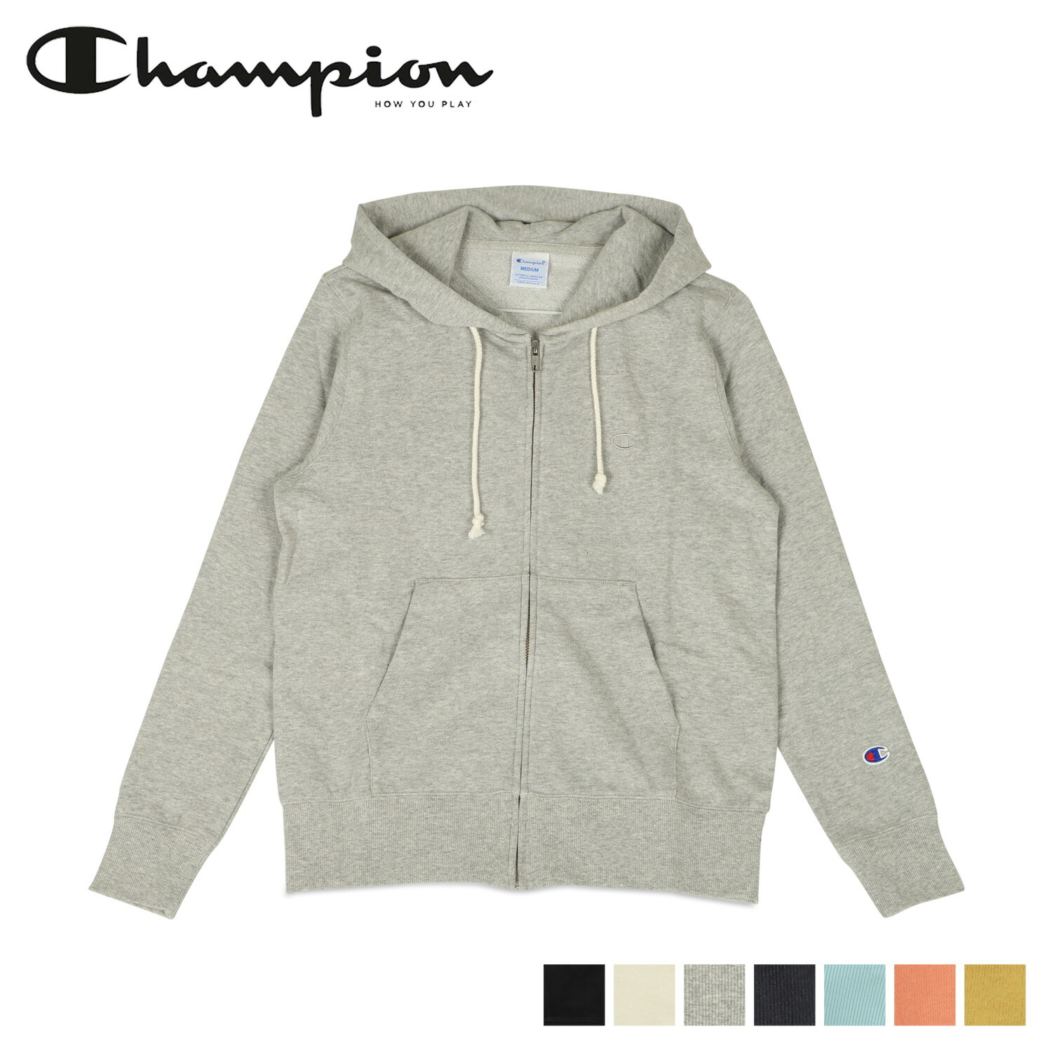 チャンピオン Champion パーカー スウェット レディース ジップアップ Zip Hooded Sweatshirt ブラック ホワイト グレー ネイビー ライト ブルー ピンク ゴールド 黒 白 Cw T109 21年春の