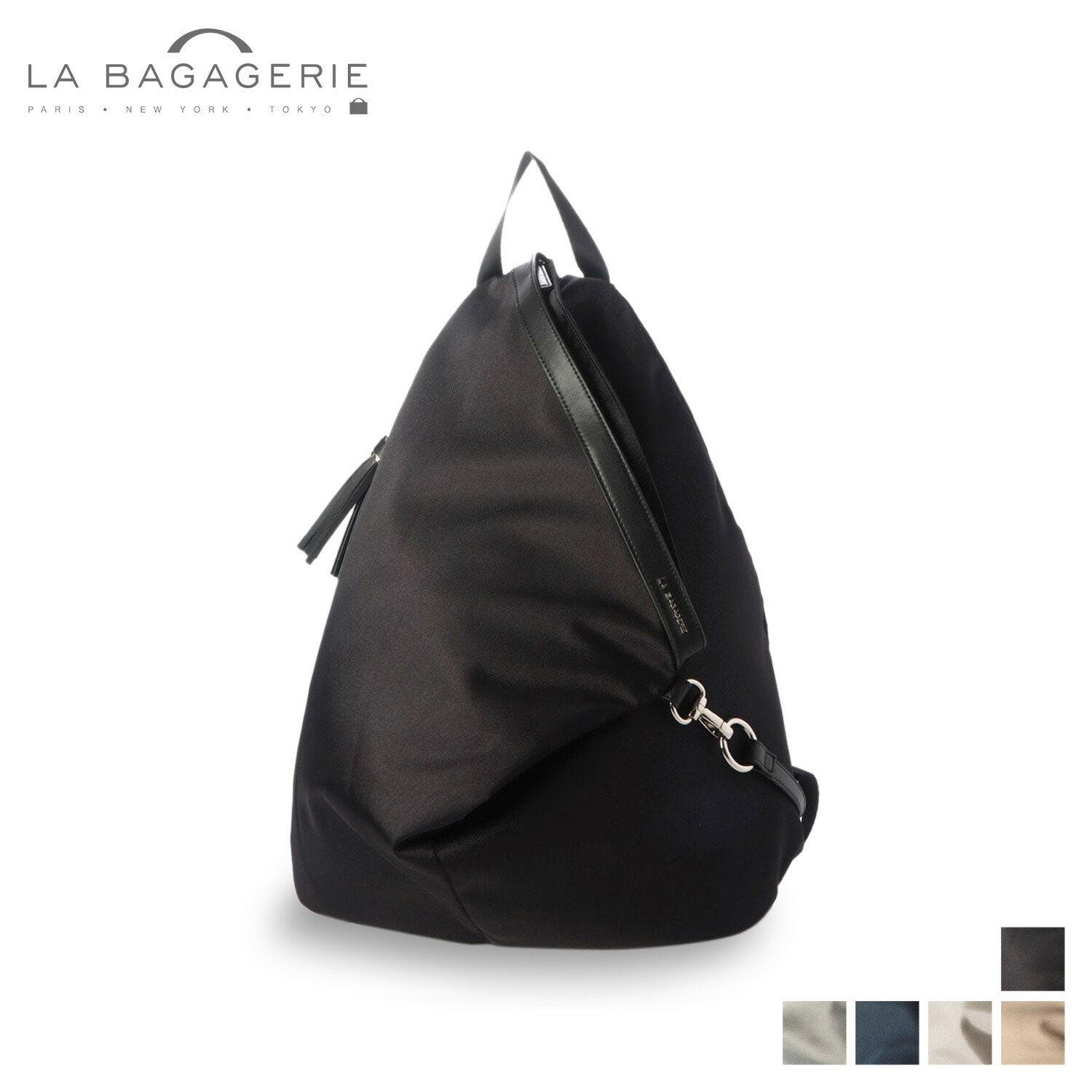 ラバガジェリー LA BAGAGERIE 口折れタッセル付きリュック バッグ レディース ブラック グレー ネイビー ベージュ シルバー 黒 B02-01-01