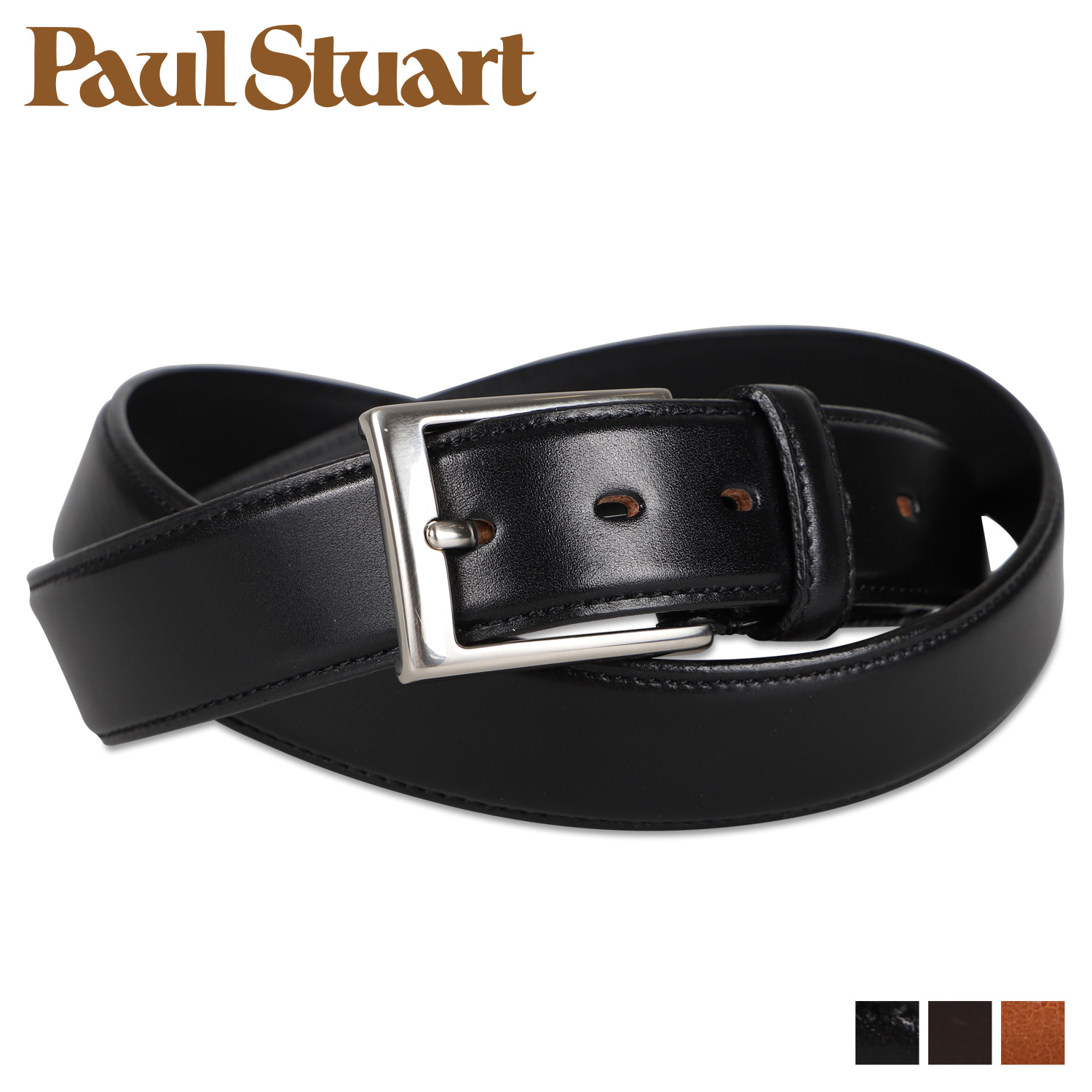 ポールスチュアート Paul Stuart ベルト メンズ 本革 Belt ブラック ダークブラウン ブラウン 黒 Sb 全商品オープニング価格