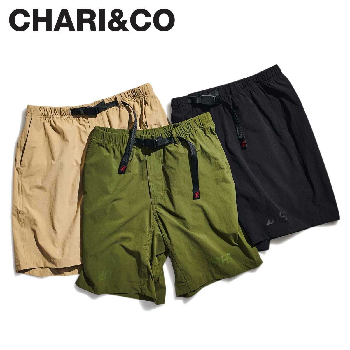 Charico チャリアンドコー Gramicci グラミチ ショートパンツ メンズ コラボ Shut Up Shorts ブラック ベージュ オリーブ 黒 送料無料