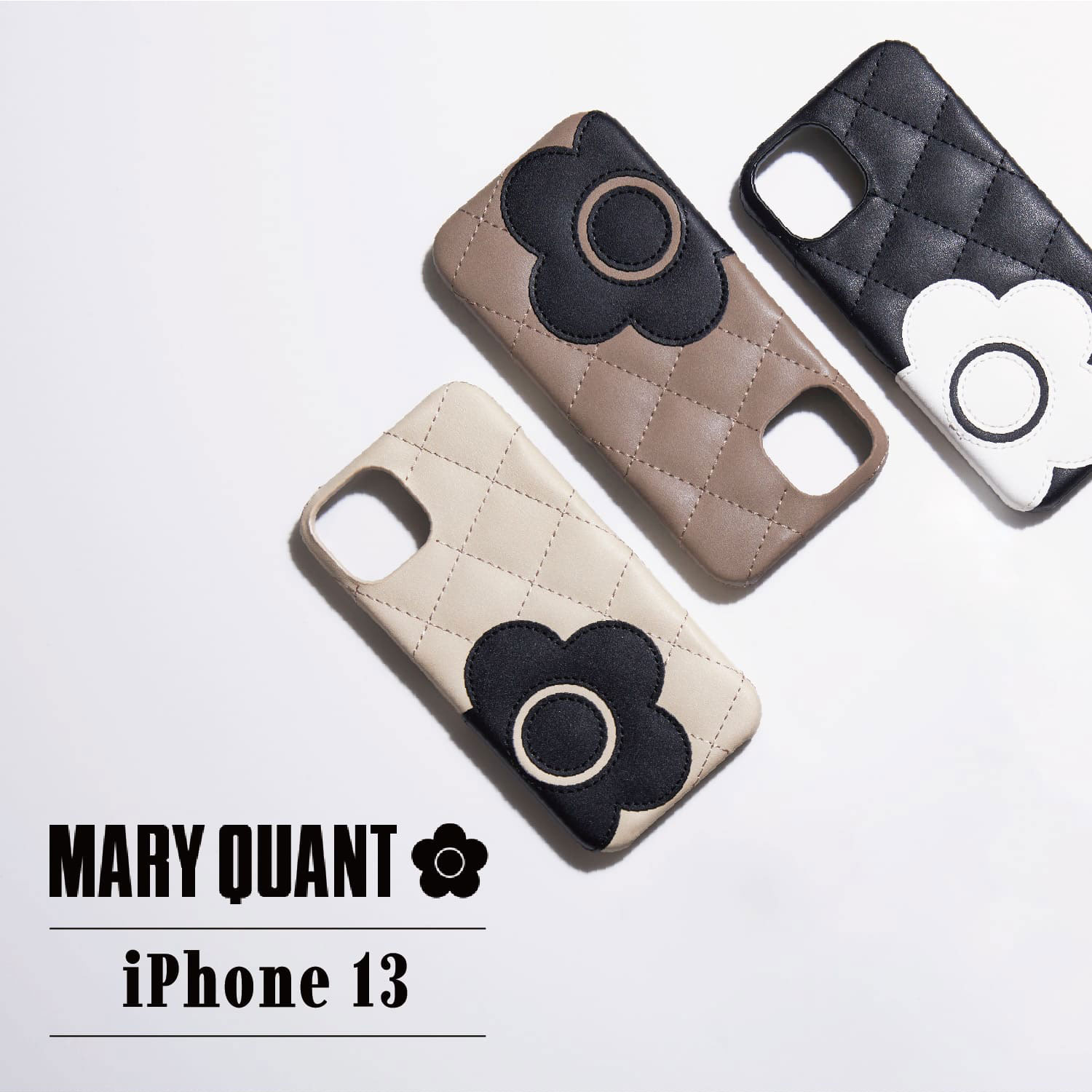 1254円 22 新作 Mary Quant マリークワント Iphone 13 ケース スマホケース 携帯 レディース マリクワ Pu Quilt Leather Back Case ブラック ベージュ 黒 Ip13 Mq03
