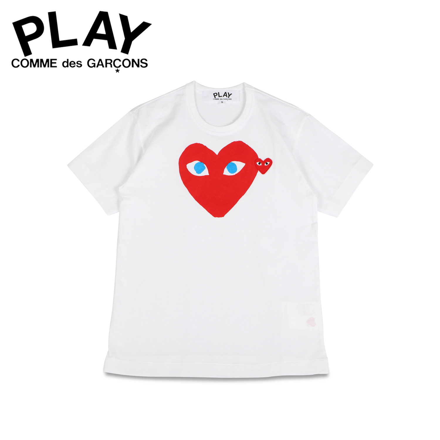 プレイ コムデギャルソン PLAY COMME des GARCONS Tシャツ 半袖 メンズ レッドハート ロゴ RED HEART T-SHIRT  ホワイト 白 T086 魅力の