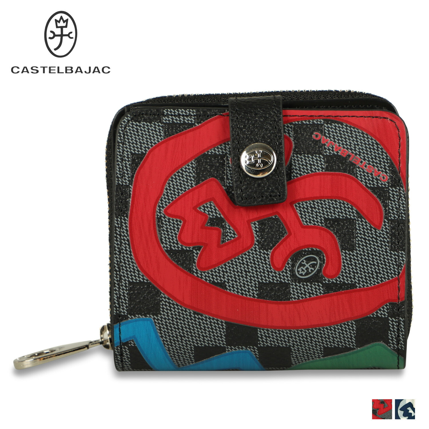 【最大1000円OFFクーポン発行中 4/17 11:59まで！】 カステルバジャック CASTELBAJAC 財布 二つ折り財布 クラー メンズ レディース 本革 ラウンドファスナー COULEURS SERIES WALLET ブラック ホワイト 黒 白 66621