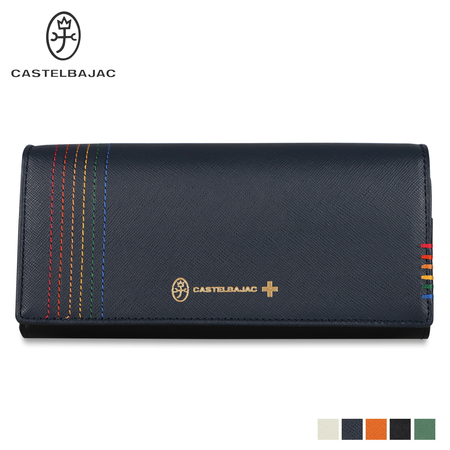 【最大1000円OFFクーポン発行中 7/27 10:59まで!】 カステルバジャック CASTELBAJAC 財布 長財布 シェスト メンズ レディース 本革 SHEST SERIES LONG WALLET ブラック ホワイト ネイビー オレンジ グリーン 黒 白 27604|スニークオンラインショップ