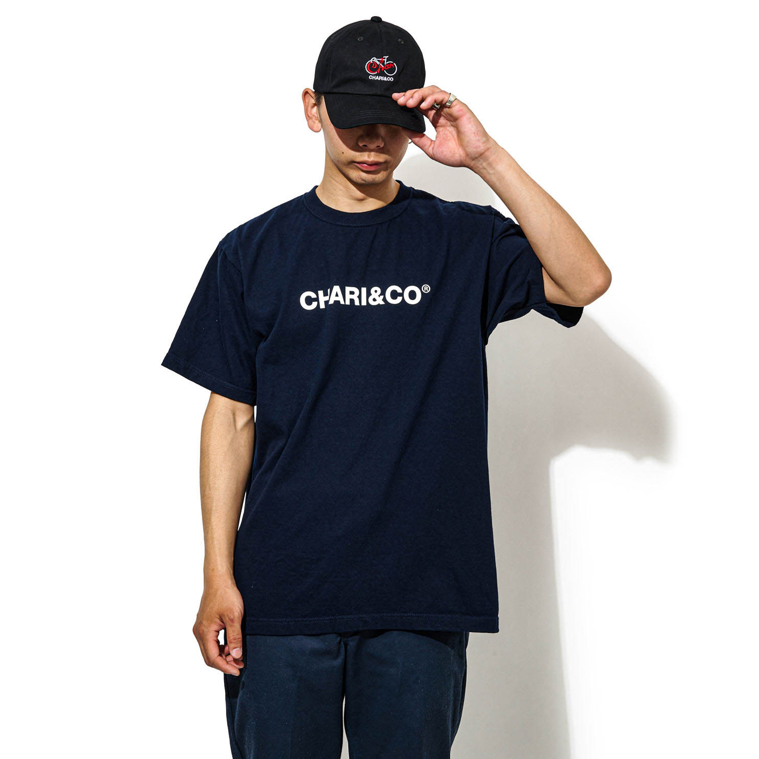 Charico チャリアンドコー Bold Core Logo Tee Tシャツ カットソー ネイビー ホワイト メンズ 半袖 白 海外輸入 Tシャツ