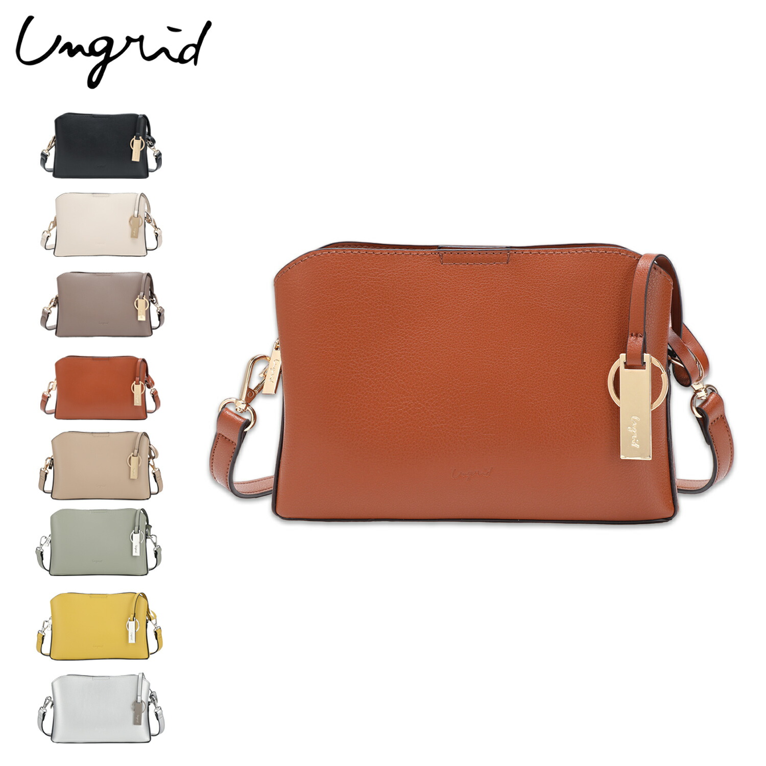 アングリッド Ungrid ショルダーバッグ ミニ スマホケース パスポートケース レディース 斜め掛け キーリング付き MINI SHOULDER BAG ブラック アイボリー グレージュ ブラウン 黒 52920B 母の日