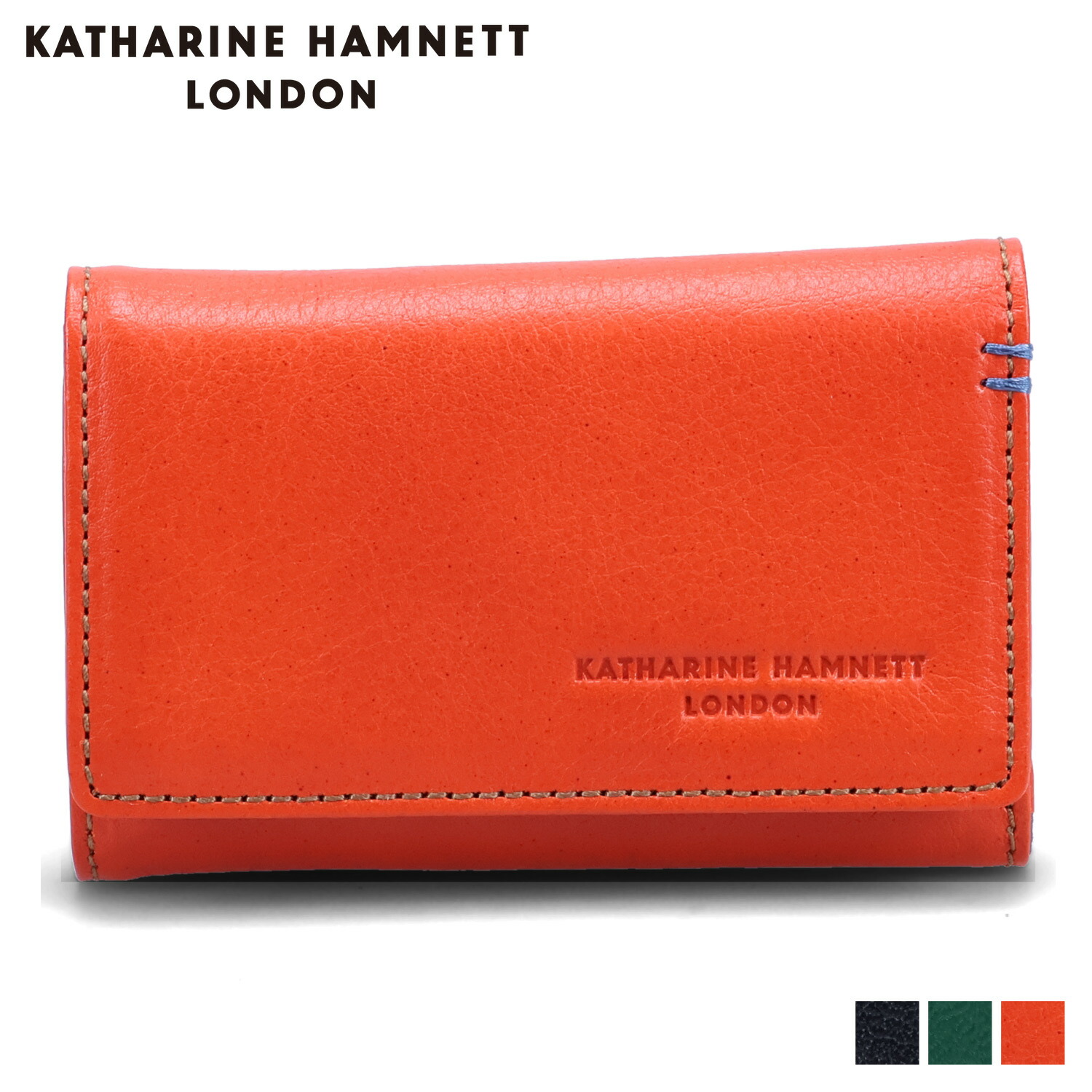 【最大1000円OFFクーポン発行中 4/17 11:59まで！】 キャサリンハムネット ロンドン KATHARINE HAMNETT LONDON キーケース キーホルダー 財布 小銭入れ ミネラル メンズ レディース 4連 本革 MINERAL ブラック グリーン オレンジ 黒 490-50700 母の日