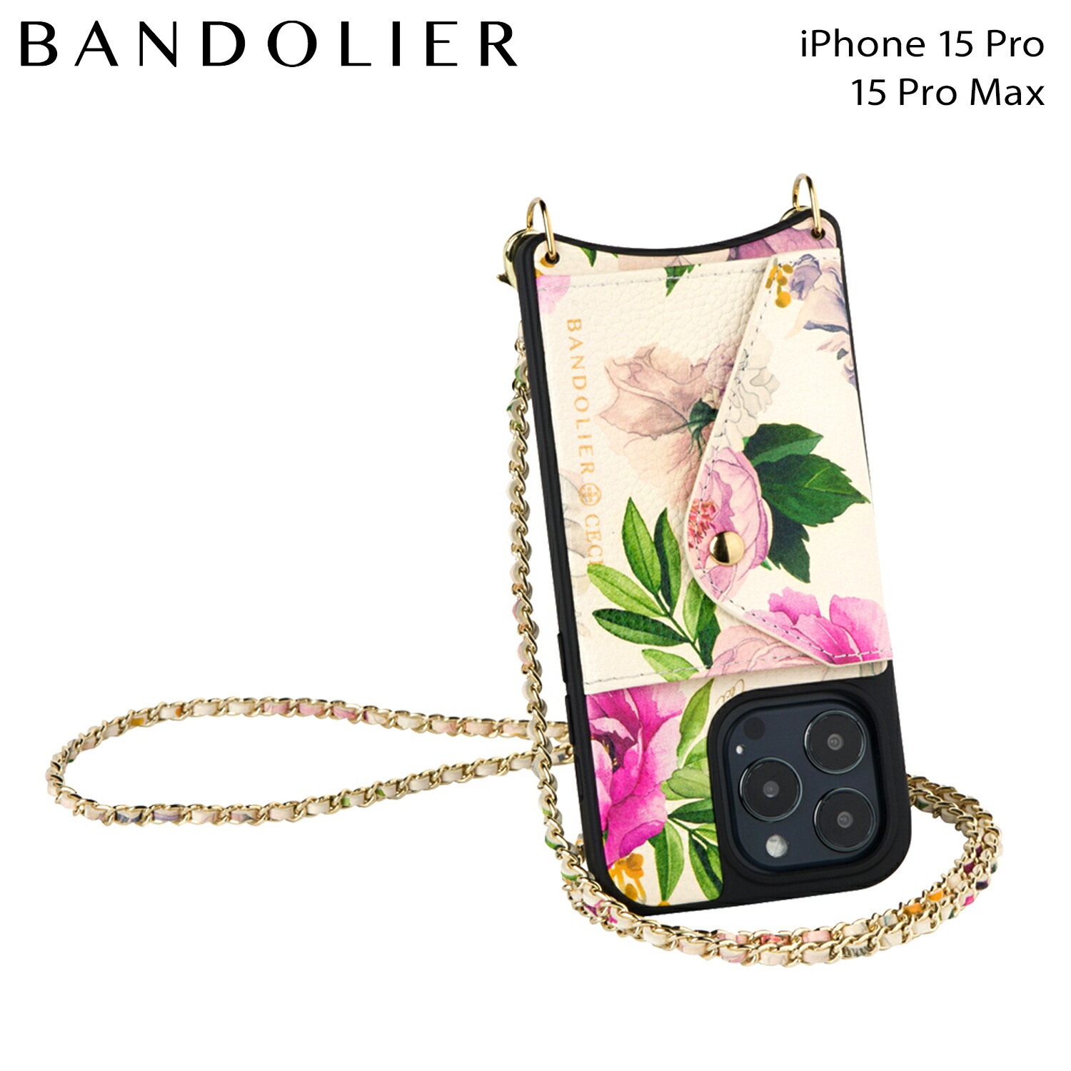 BANDOLIER バンドリヤー iPhone15Pro iPhone 15 Pro Max スマホケース スマホショルダー 携帯 アイフォン リリー セシ フローラル アイボリー メンズ レディース LILY CECI FLORAL IVORY アイボリー 14LIL 母の日