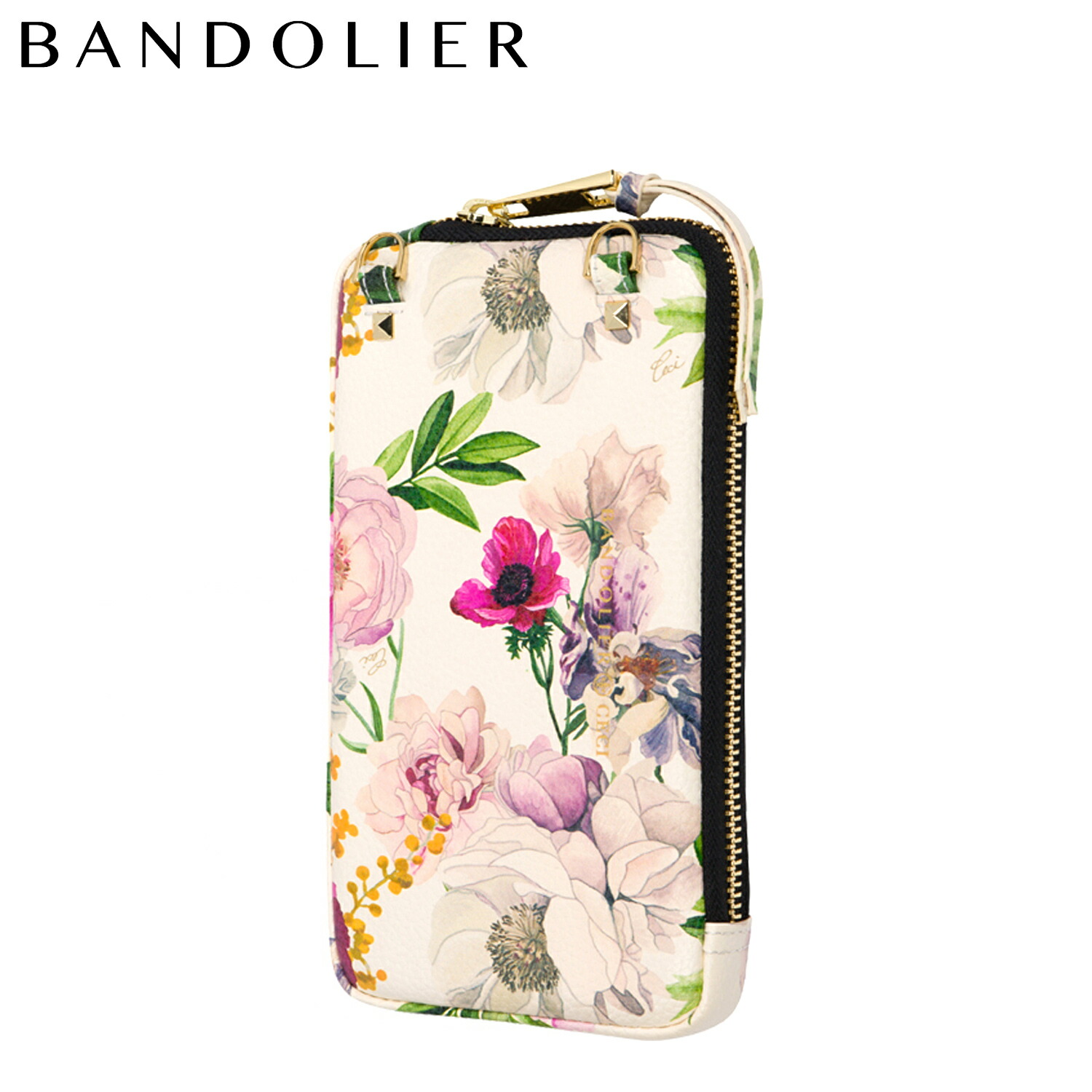 BANDOLIER バンドリヤー ポーチ スマホ 携帯 エキスパンデッド フローラルアイボリー ポーチ メンズ レディース EXPANDED FLORAL IVORY POUCH アイボリー 21GRA 母の日