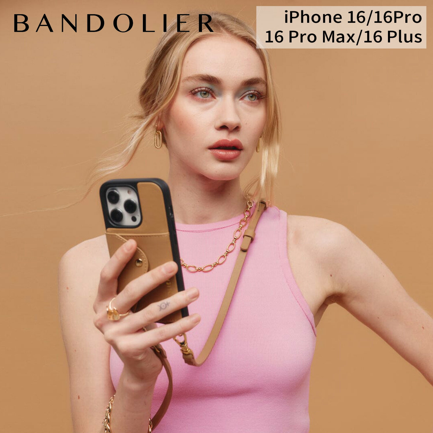 BANDOLIER バンドリヤー iphone16 16pro 16proMax 16Plus スマホケース スマホショルダー 携帯 アイフォン ドナ サイドスロット タン メンズ レディース DONNA SIDE SLOT TAN ブラウン 14DON 母の日