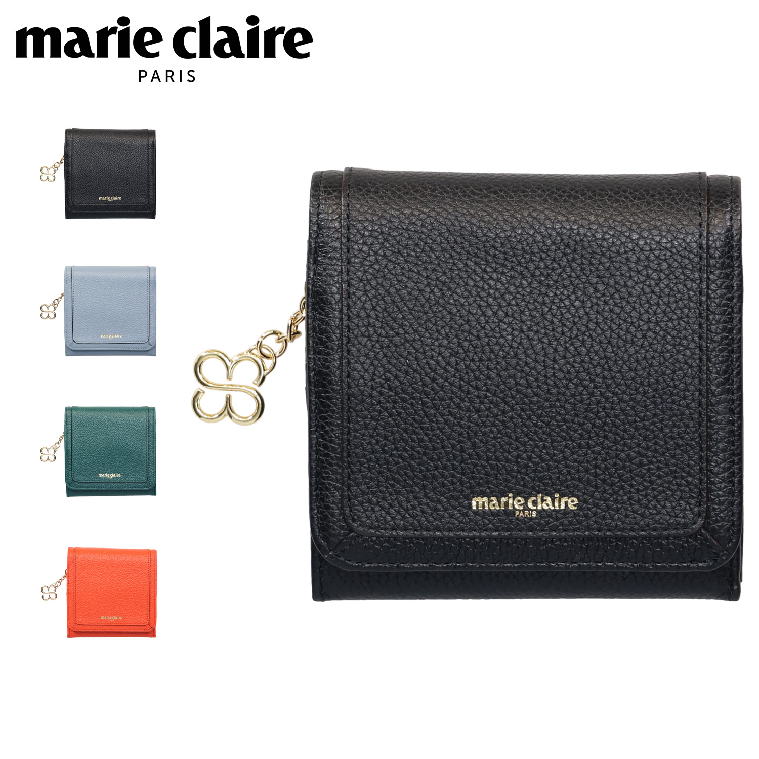 楽天市場】marie claire マリクレール ボタン留めかぶせ2つ折り財布