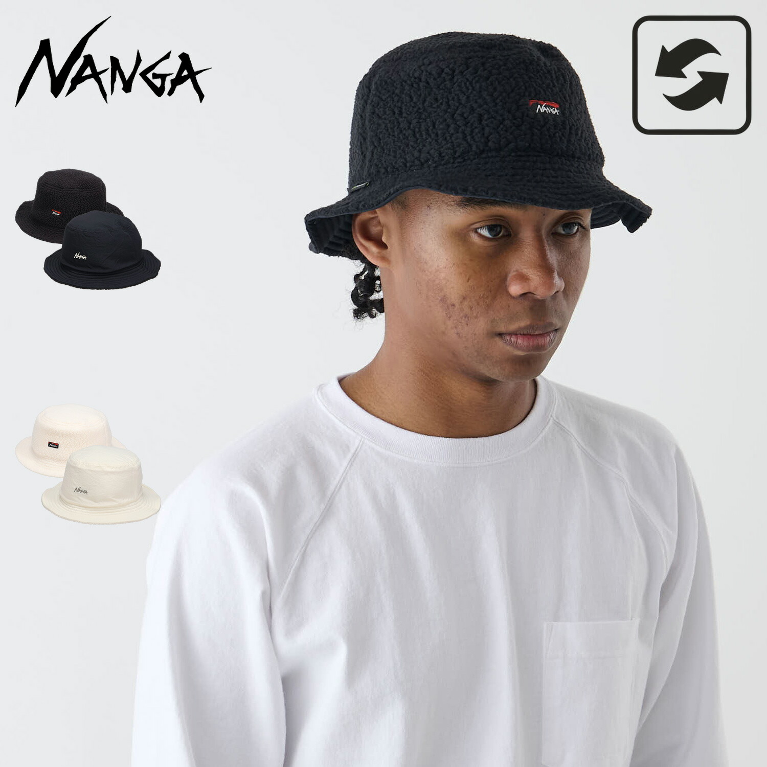 【最大1000円OFFクーポン発行中 4/12 23:59まで！】 NANGA ナンガ ハット 帽子 フリースハット リバーシブル メンズ レディース 防寒 REVERSIBLE FREECE HAT ブラック ホワイト 黒 白 NA2443-3B403-B