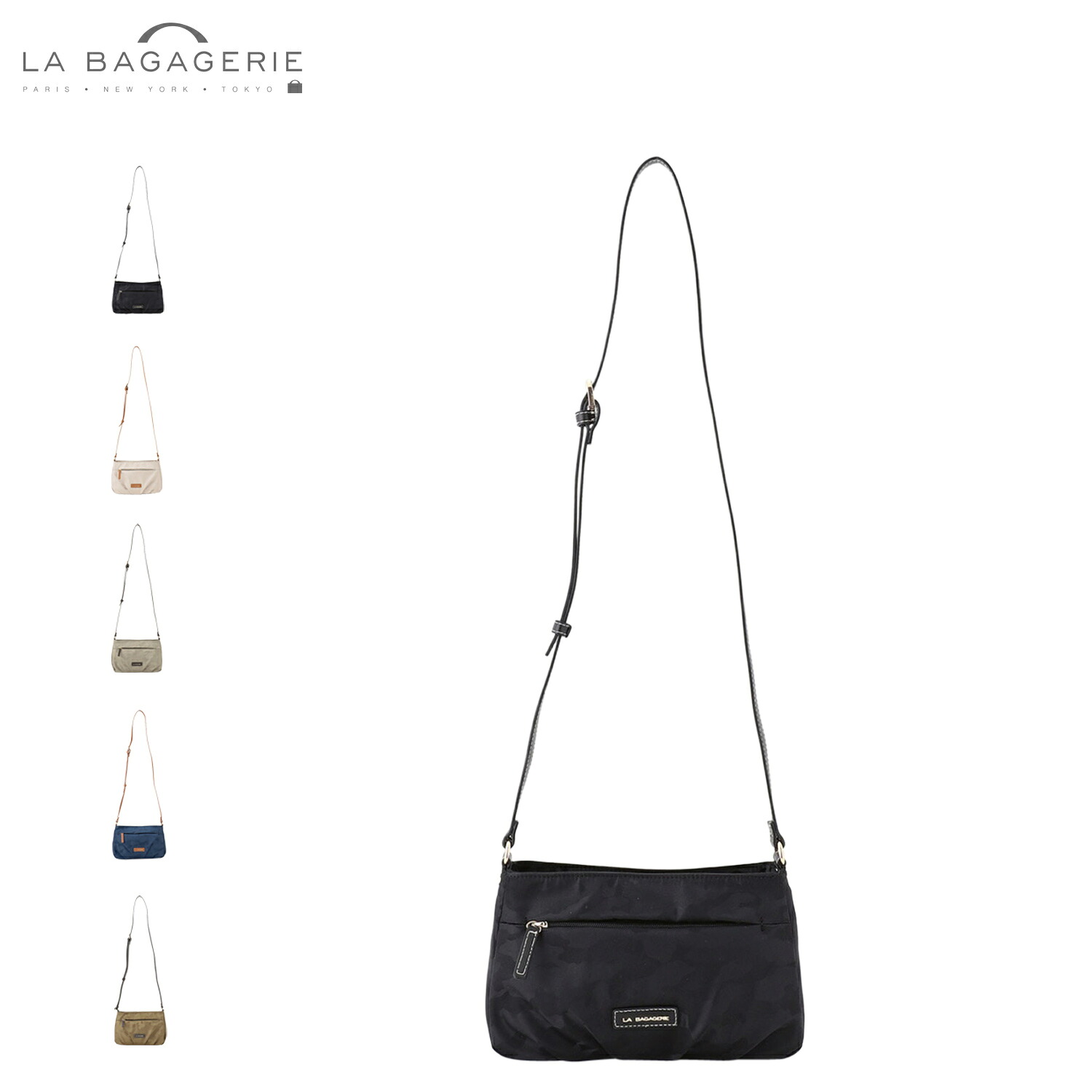 ラ バガジェリー LA BAGAGERIE バッグ ショルダーバッグ レディース 撥水 軽量 斜めがけ ファスナー付き ブラック ホワイト ベージュ ネイビー カーキ 黒 白 B0064-01|スニークオンラインショップ