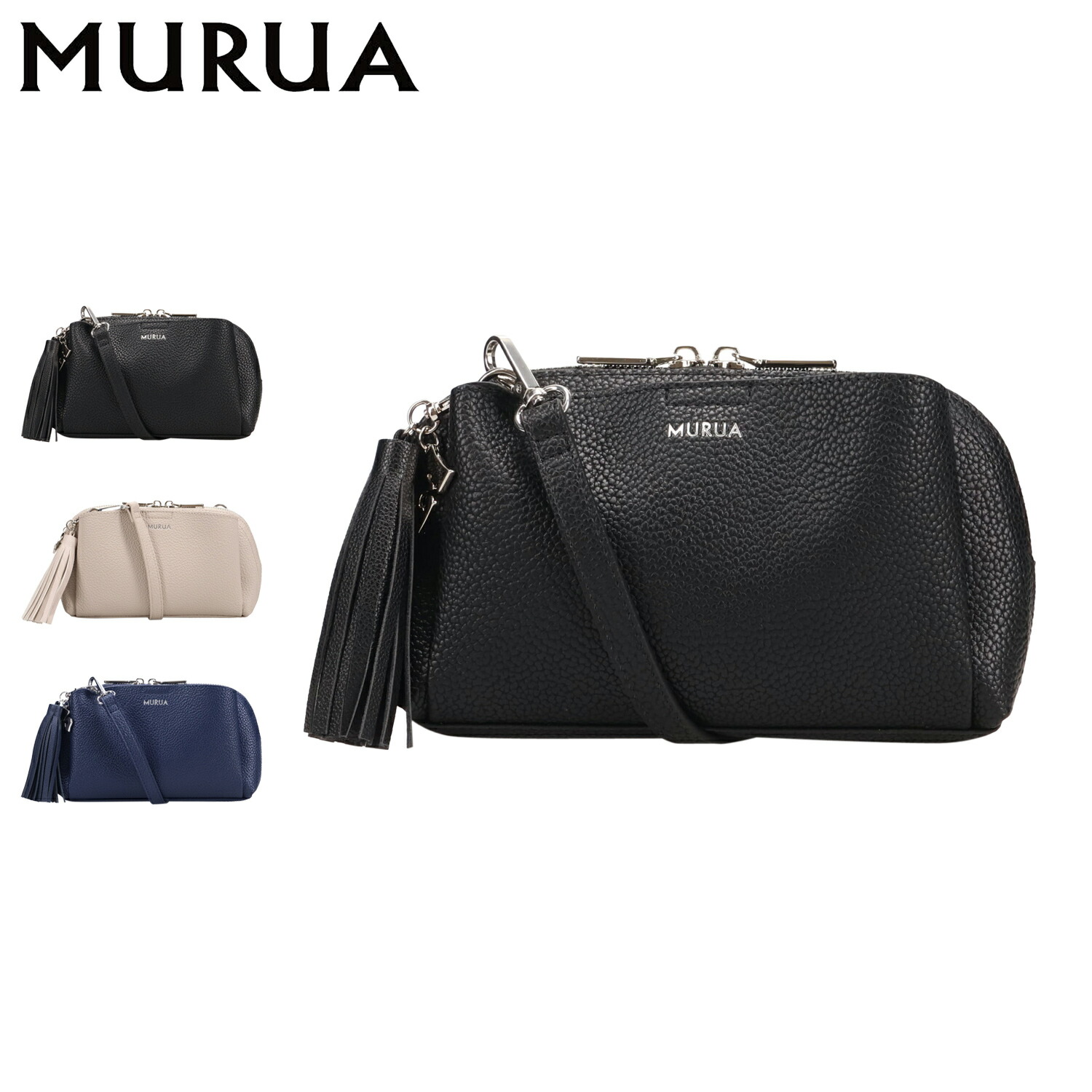 MURUA ムルーア バッグ ショルダーバッグ ミニ レディース 斜めがけ タッセル ブラック ライト グレー ネイビー 黒 MR-B1324 母の日