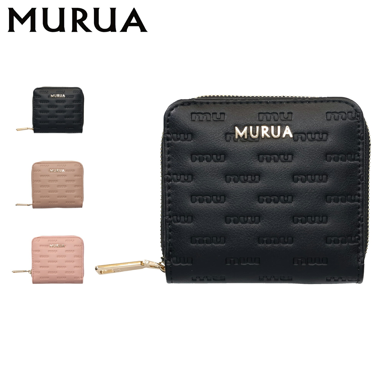 楽天市場】ムルーア MURUA 財布 ミニ財布 小銭入れ コインケース レディース ラウンドファスナー ブラック ベージュ ピンク 黒  MR-W1313 : シュガーオンラインショップ