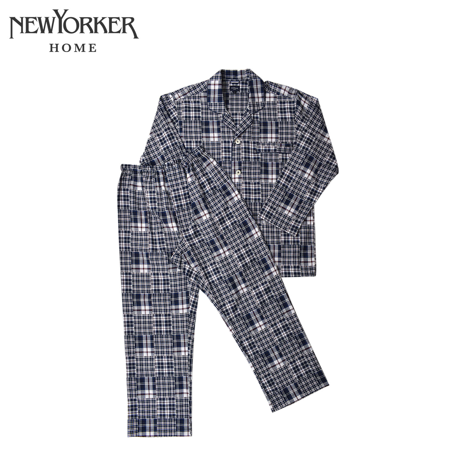 【最大1000円OFFクーポン発行中 4/12 23:59まで！】 ニューヨーカーホーム NEWYORKER HOME ルームウェア 部屋着 パジャマ 上下 セットアップ ナイトウェア テーラード メンズ 前開き 上着 グレー 0675-80
