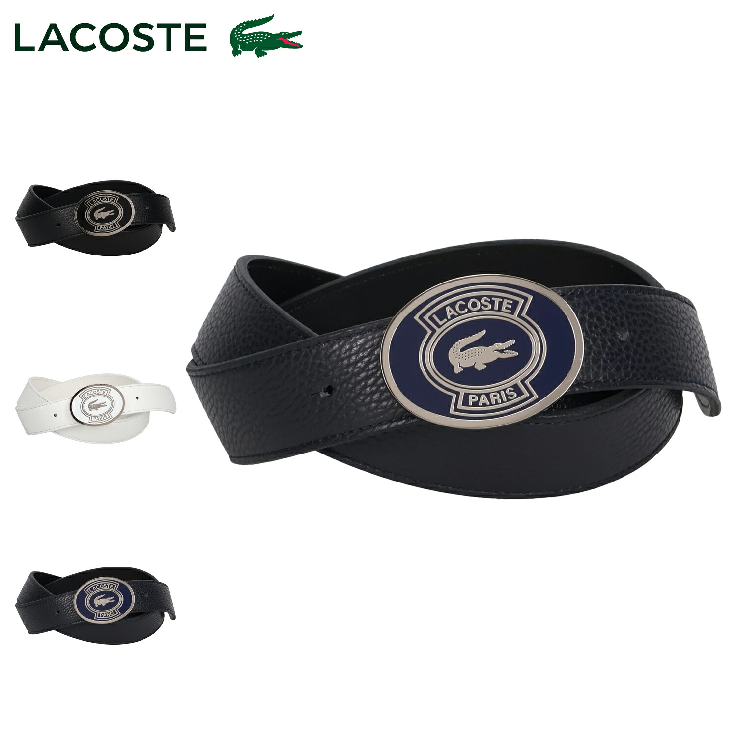 【最大1000円OFFクーポン発行中 7/27 10:59まで!】 ラコステ LACOSTE ベルト メンズ 本革 牛革 日本製 BELT ブラック ホワイト ネイビー 黒 白 LB66911|スニークオンラインショップ