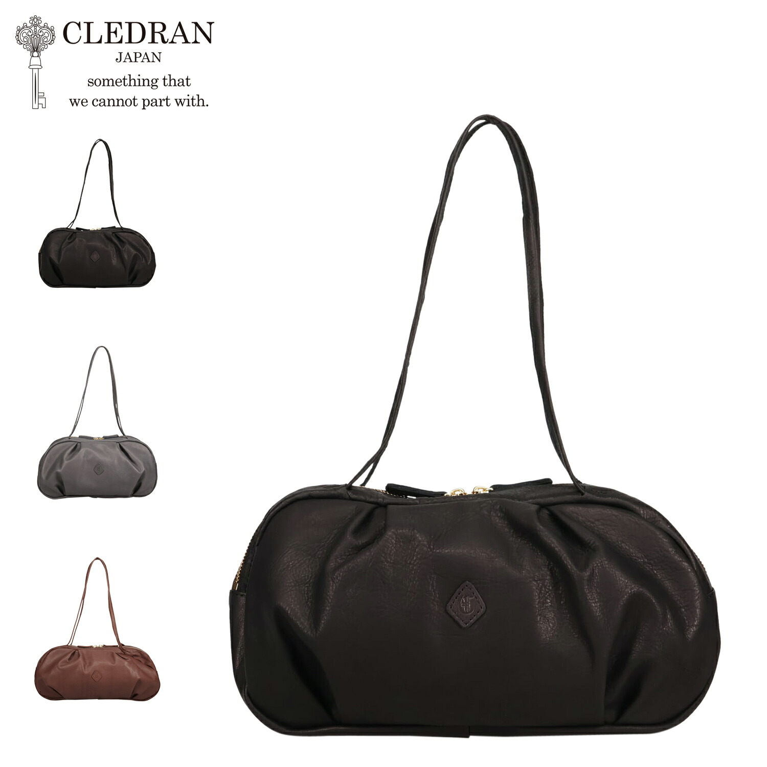 【クーポン対象外】 CLEDRAN クレドラン バッグ ボストンバッグ レディース 本革 軽量 ファスナー付き GALE TUCK BOSTON ブラック グレー ブラウン 黒 CL-3848 母の日