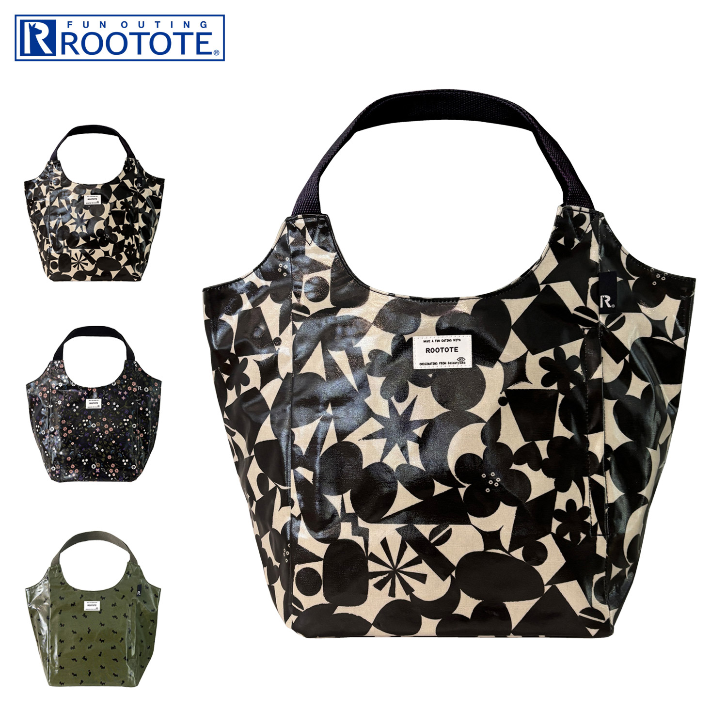 【最大1000円OFFクーポン発行中 4/12 23:59まで！】 ROOTOTE ルートート バッグ トートバッグ EU.ラウンド.ラミネート-S レディース A4 軽量 撥水 大容量 ブラック カーキ 黒 3602 母の日