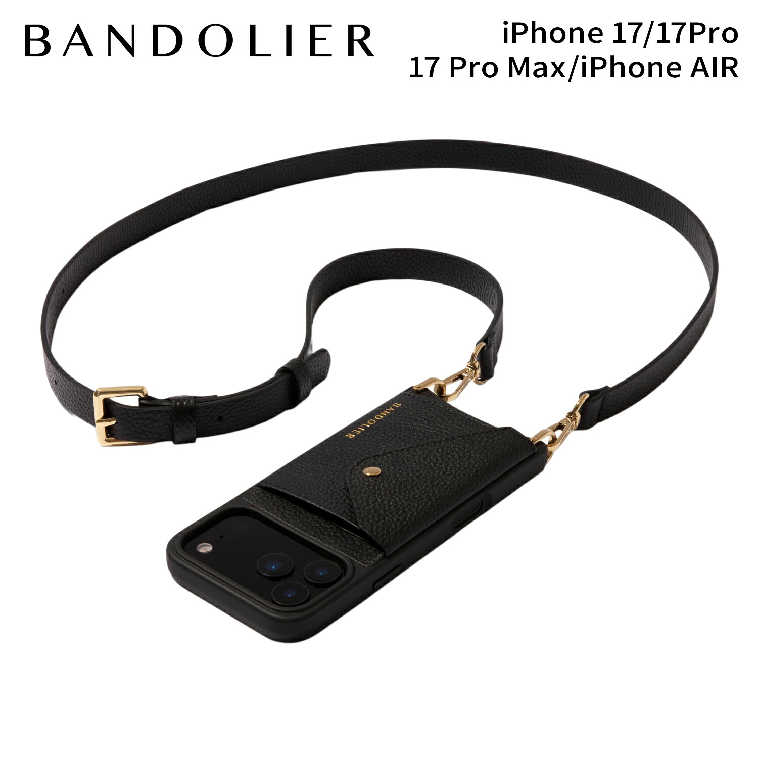 【最大1000円OFFクーポン発行中 7/27 10:59まで！】 BANDOLIER バンドリヤー スマホショルダー iPhone17 17Pro 17Pro Max iPhone Air スマホケース アイフォン ヘイリー サイドスロット ゴールド メンズ レディース HAILEY SIDE SLOT GOLD ブラック 黒 14HAI｜スニークオンラインショップ