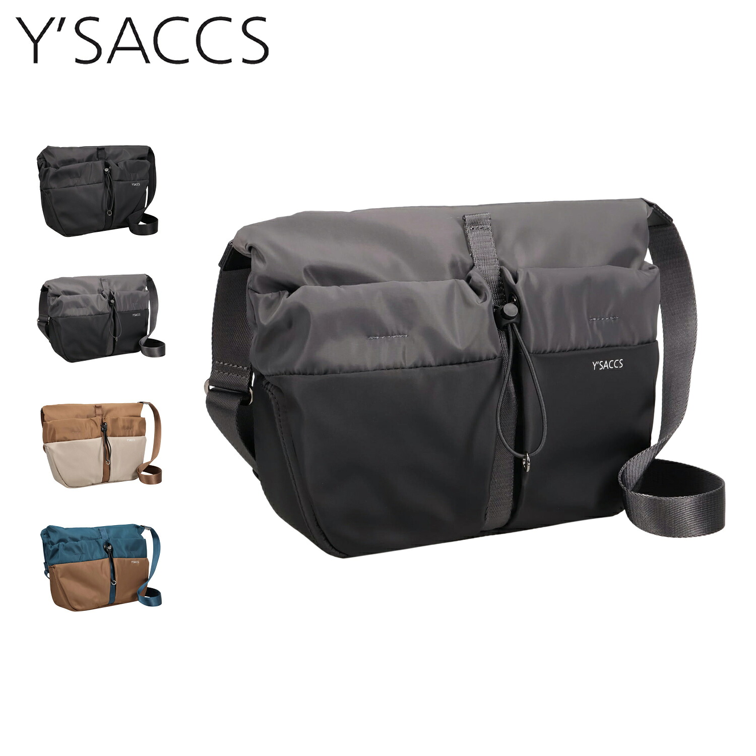 イザック Y’SACCS バッグ ショルダーバッグ レディース 斜めがけ 大人 軽量 ドローストリング コンビカラー ブラック ダークグレー ブラウン ブルー 黒 20-052-02 母の日