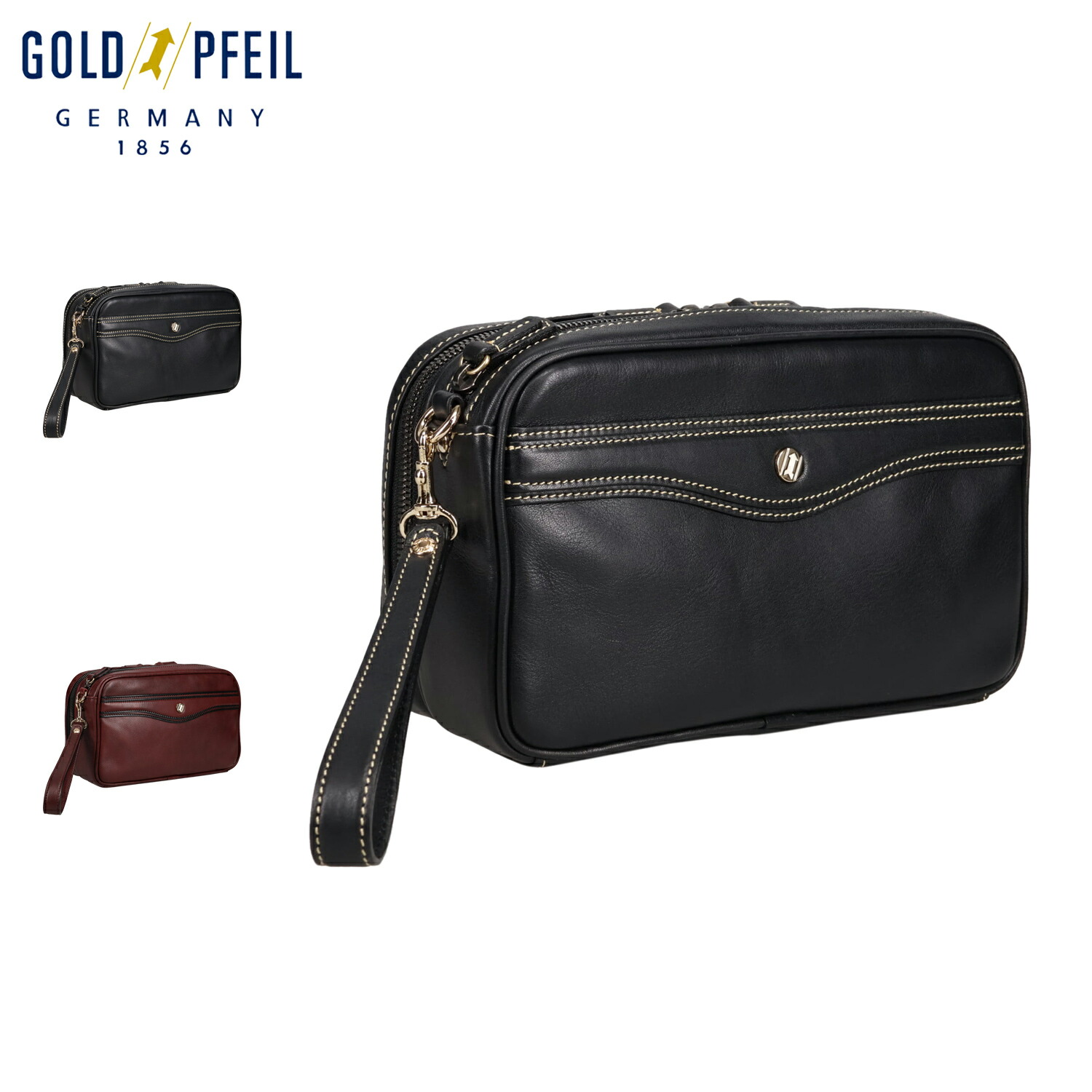 【最大1000円OFFクーポン発行中 4/12 23:59まで！】 ゴールドファイル GOLD PFEIL バッグ クラッチバッグ セカンドバッグ オックスフォード メンズ 本革 結婚式 ブラック ワインレッド 黒 901203