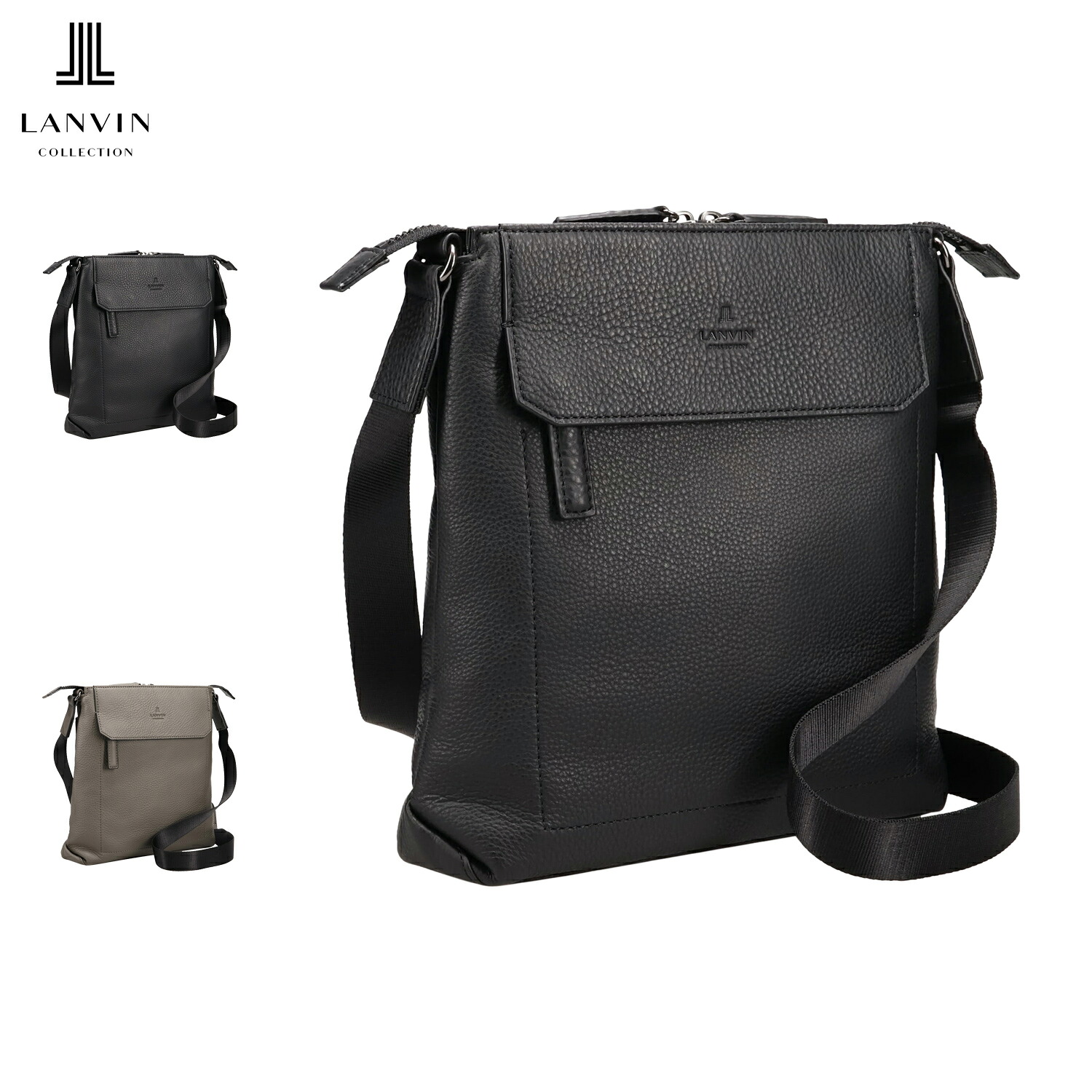【最大1000円OFFクーポン発行中 4/17 11:59まで！】 ランバン コレクション LANVIN COLLECTION バッグ ショルダーバッグ カンヌ メンズ 斜めがけ 大人 軽量 本革 撥水 ブラック グレー 黒 285111