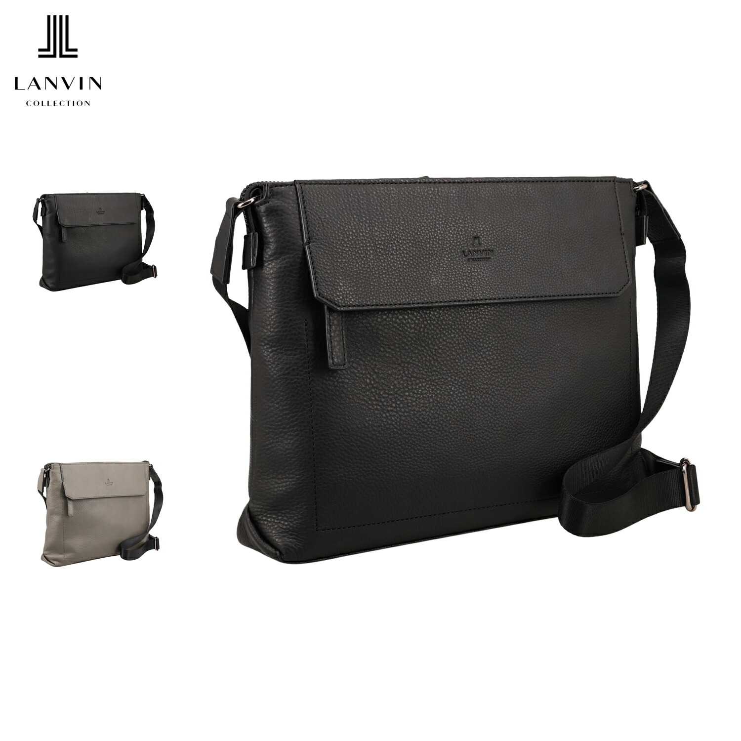 【最大1000円OFFクーポン発行中 4/17 11:59まで！】 ランバン コレクション LANVIN COLLECTION バッグ ショルダーバッグ カンヌ ビジネスバッグ メンズ A4 斜めがけ 大人 軽量 本革 撥水 ブラック グレー 黒 285113