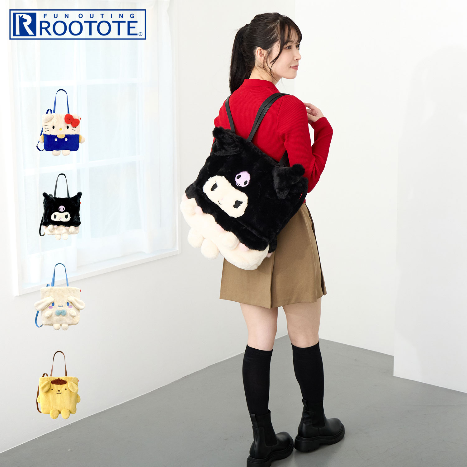 【最大1000円OFFクーポン発行中 4/12 23:59まで！】 ROOTOTE ルートート バッグ トートバッグ リュック バックパック IP.トールcryptid.サンリオ-A メンズ レディース 軽量 A4 2WAY ブルー ブラック ホワイト イエロー 黒 白 8466