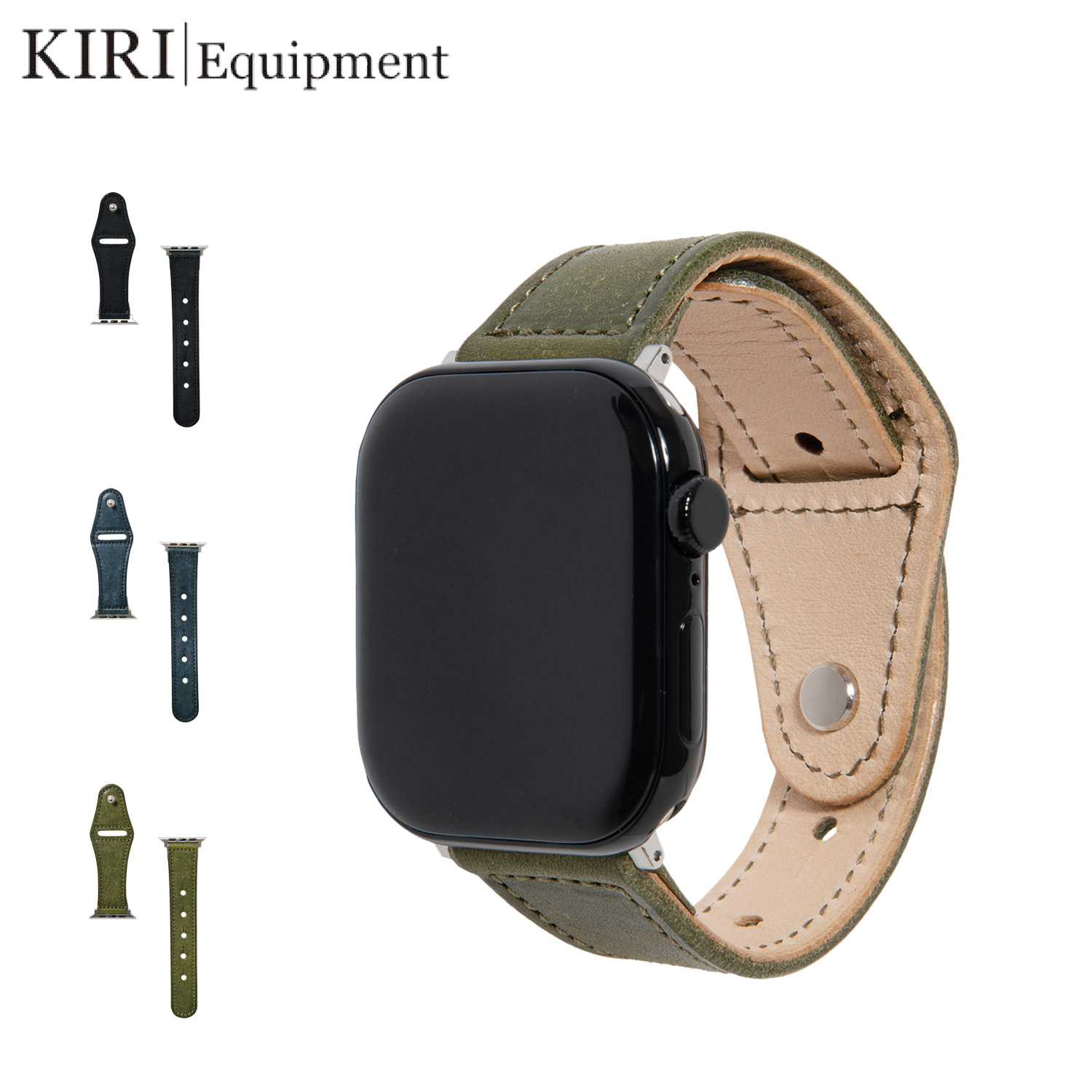 【最大1000円OFFクーポン発行中 4/12 23:59まで！】 KIRI Equipment キリ イクイップメント アップルウォッチバンド ベルト 替え Aapple Watch 49mm 46mm 45mm 44mm メンズ レディース 本革 プエブロレザー ブラック ネイビー オリーブ 黒