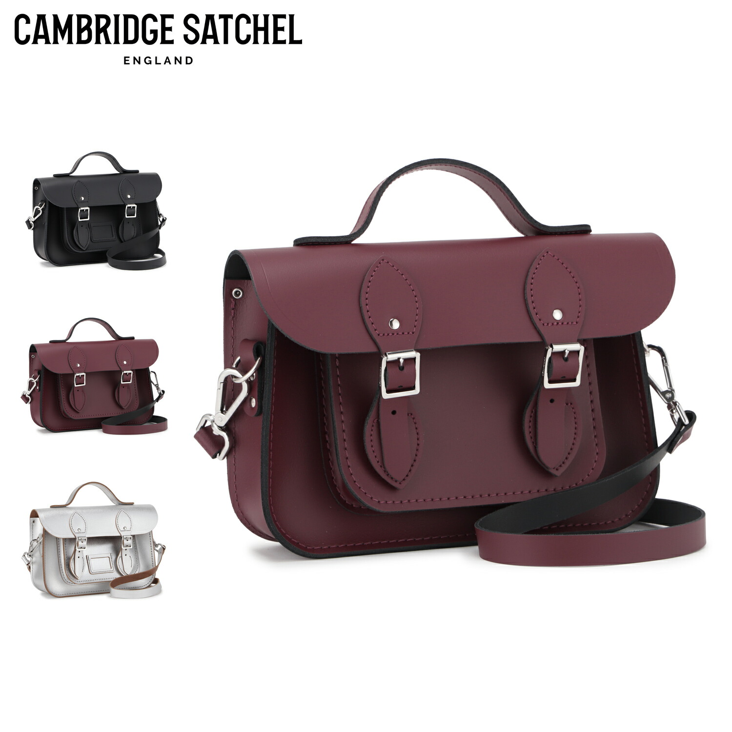 CAMBRIDGE SATCHEL ケンブリッジサッチェル バッグ ショルダーバッグ サッチェルバッグ レディース 斜めがけ 大人 軽量 本革 The 11 inch Batchel ブラック レッド シルバー 黒 CS-002P 母の日