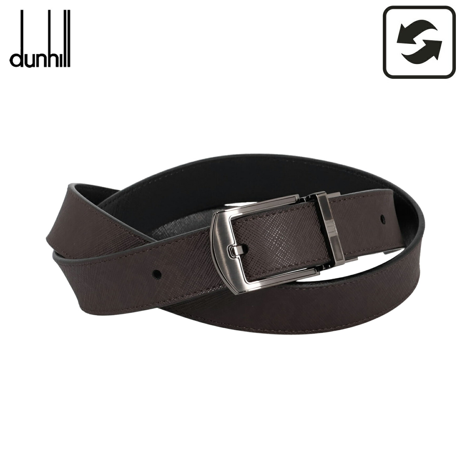 【最大1000円OFFクーポン発行中 4/17 11:59まで！】 ダンヒル DUNHILL ベルト レザーベルト メンズ 本革 バックル カジュアル ブラック ダーク ブラウン 黒 HPN180B42
