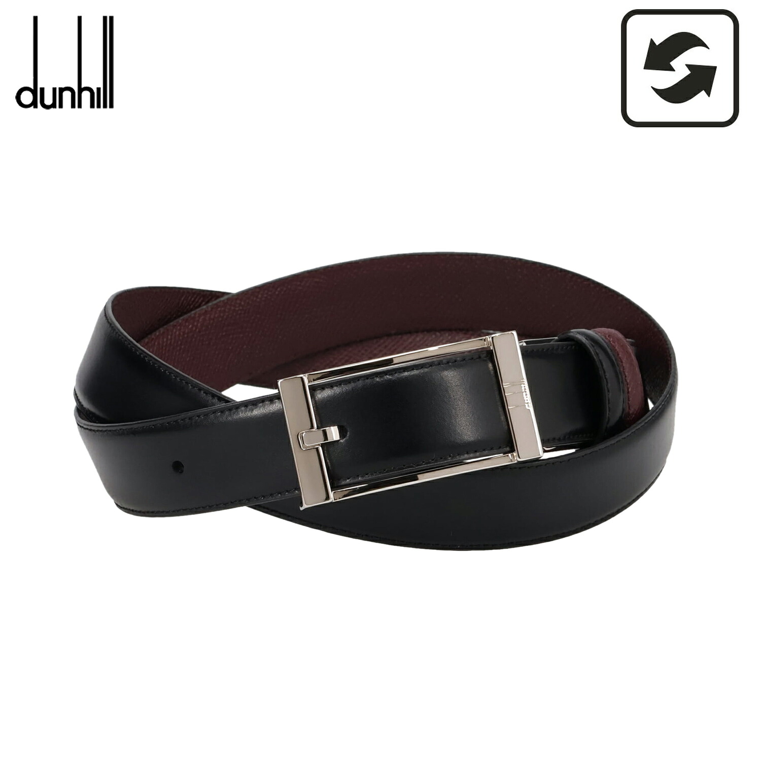 【最大1000円OFFクーポン発行中 4/17 11:59まで！】 ダンヒル DUNHILL ベルト レザーベルト メンズ 本革 バックル カジュアル リバーシブル ブラック ワイン レッド 黒 HPP265A42 24,992円