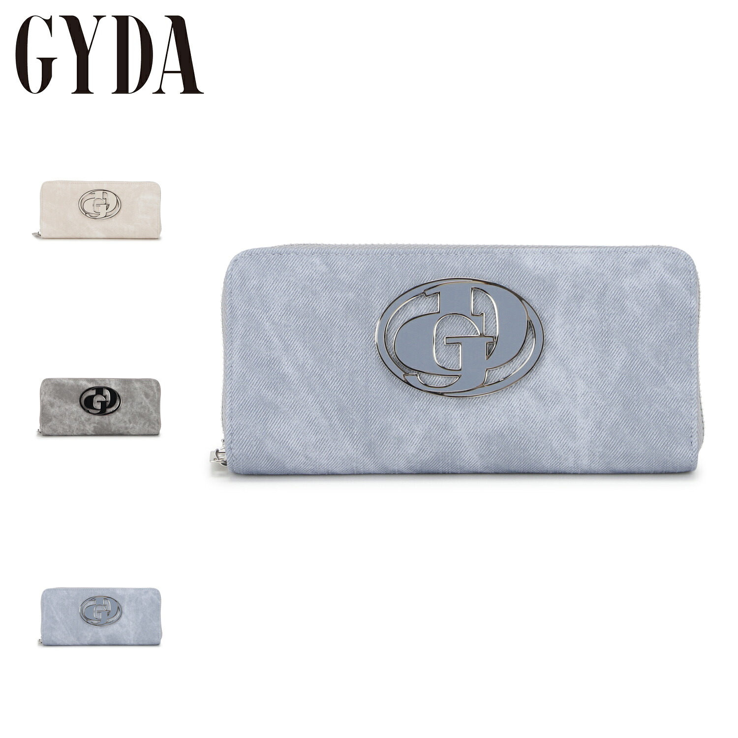 GYDA ジェイダ 財布 長財布 レディース ラウンドファスナー 大容量 ROUND ZIP LONG WALLET アイボリー グレー ブルー GY-W421 母の日