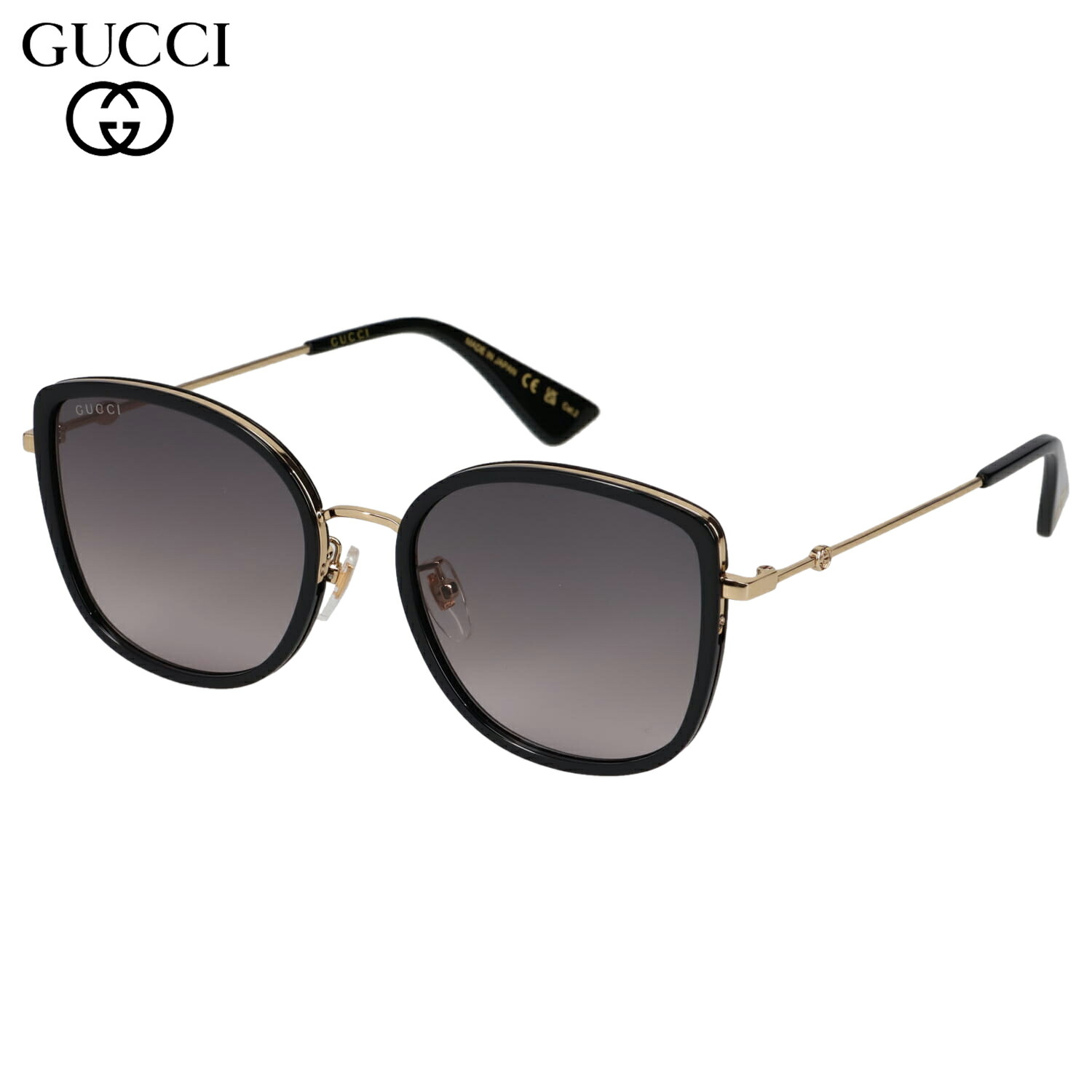 グッチ GUCCI サングラス メンズ レディース アジアンフィット UVカット 紫外線対策 ウェリントン SUNGLASSES ブラック 黒 GG0606SK-001