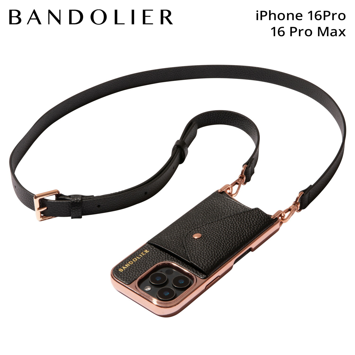 【最大1000円OFFクーポン発行中 7/27 10:59まで!】 BANDOLIER バンドリヤー スマホショルダー iPhone16Pro 16Pro Max スマホケース アイフォン ヘイリー クローム ブラック メンズ レディース HAILEY CHROME BLACK ブラック 黒 12HAI1001|スニークオンラインショップ