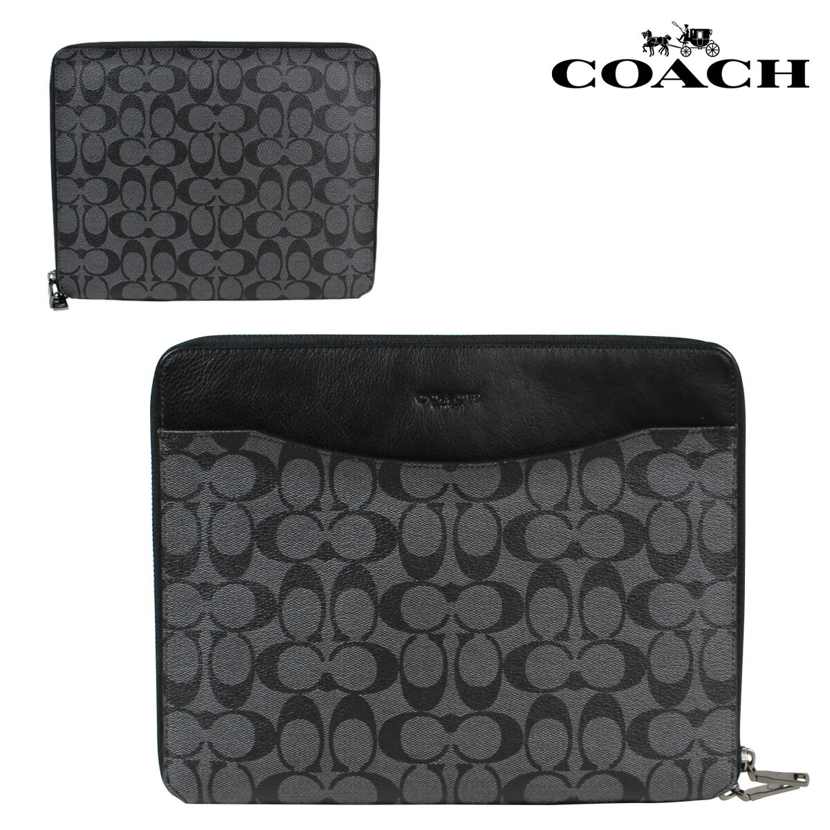 Coach Bag Clutch Men Tablet Pc Case F64562 Charcoal Black