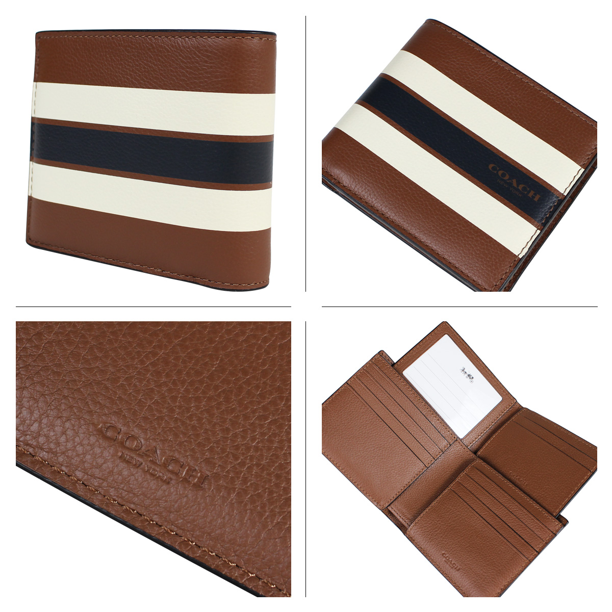 SneaK Online Shop: Coach mens wallet COACH two bi-fold wallet ID case dark saddle F75399 ...