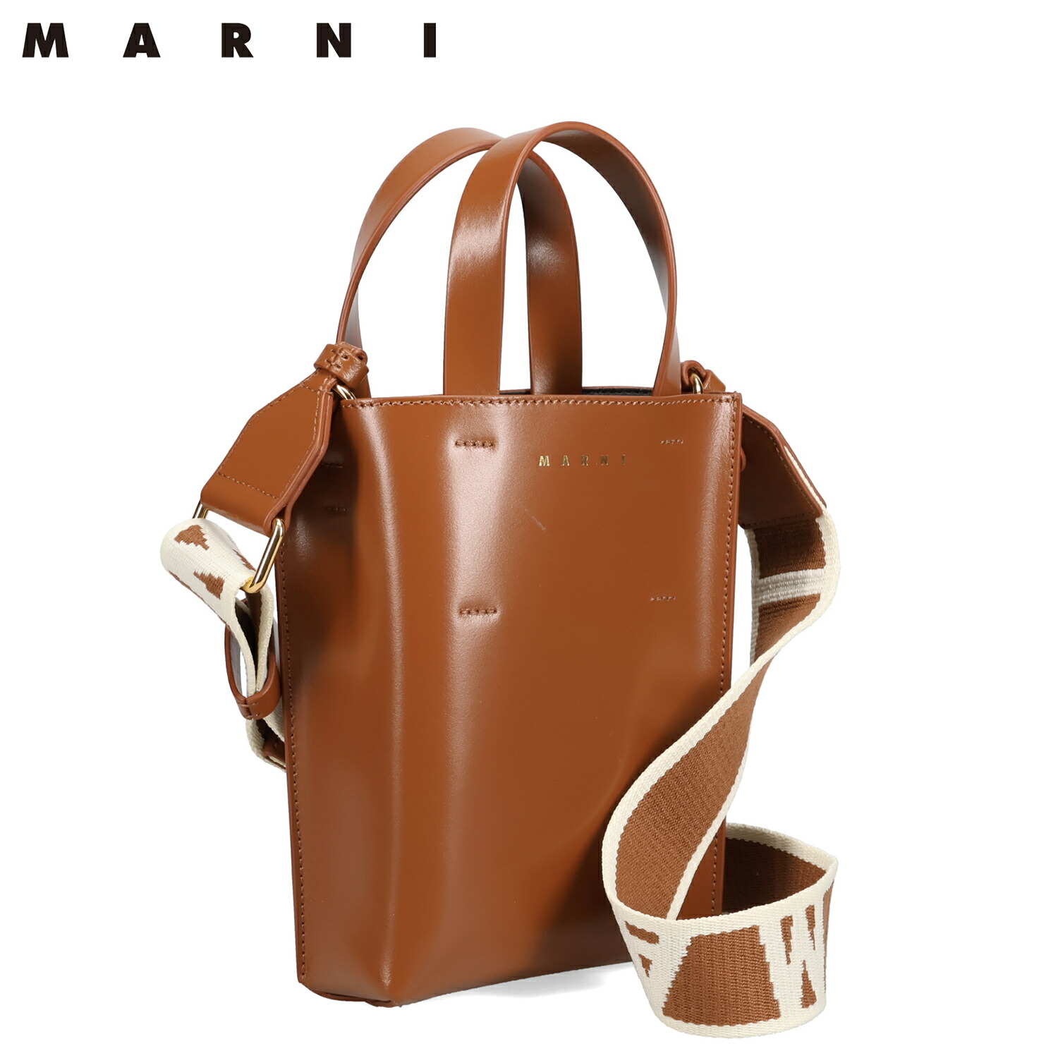 【最大1000円OFFクーポン発行中 4/17 11:59まで！】 【訳あり】 MARNI マルニ バッグ トートバッグ ショルダー レディース 斜めがけ 大人 軽量 NANO MUSEO TOTE BAG ブラウン SHMP0050U0LV639 【返品不可】 母の日
