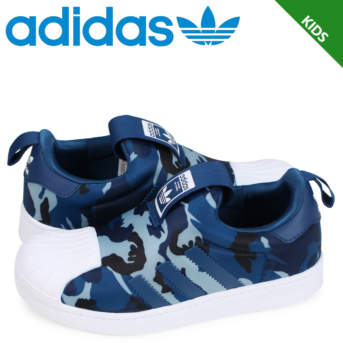 adidas originals superstar slip on kids Blue