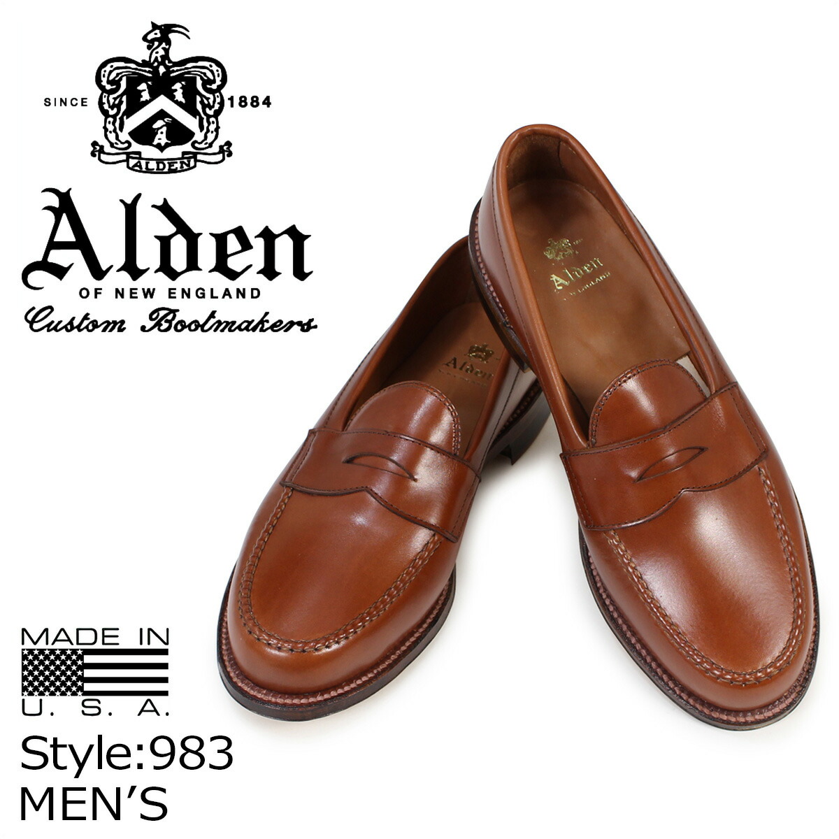 ALDEN Alden loafer men shoes LEISURE HANDSEWN D Wise 983 ALDEN Alden loafer men shoes LEISURE HANDSEWN D Wise 983