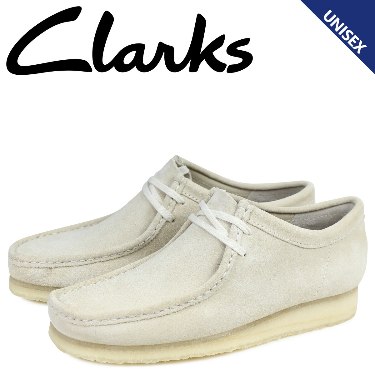 all white clarks wallabees
