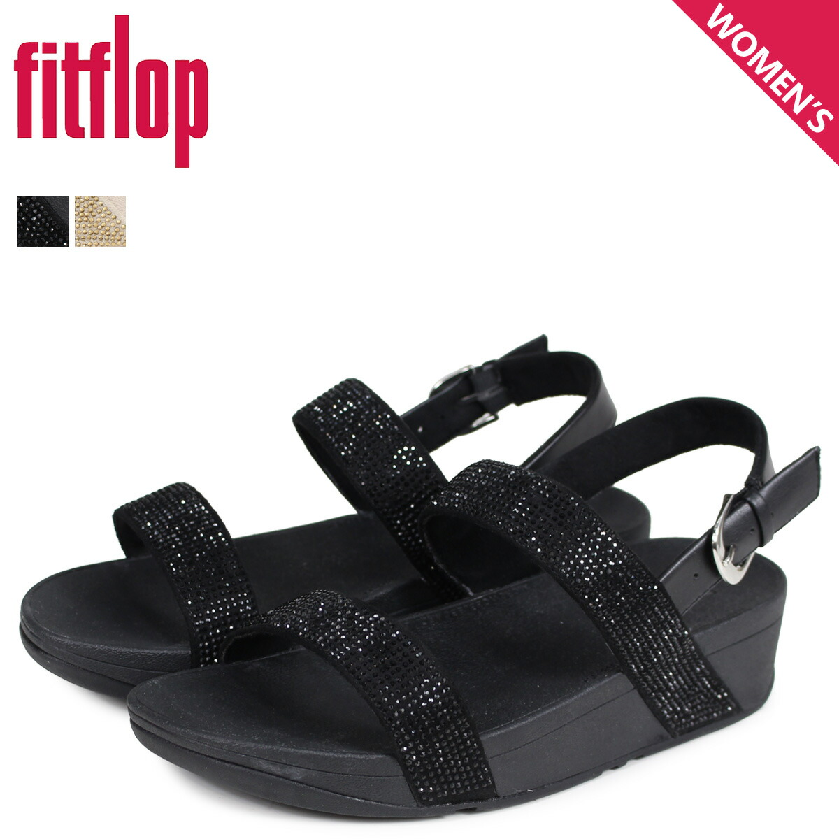 最大600円offクーポン Fitflop フィットフロップ ブラック サンダル ストラップサンダル ロッティ レディース 厚底 ストラップ 黒 Lottie Shimmercrystal Back Strap ブラック ゴールド 黒 T78 スニークオンラインショップ 送料無料 あす楽対応 22cm 26 5cm