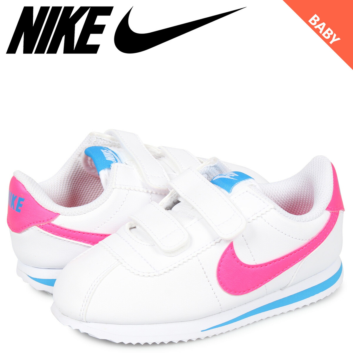 楽天市場 Nike Cortez Basic Sl Tdv ナイキ コルテッツ スニーカー ベビー キッズ ホワイト 白 107 スニークオンラインショップ