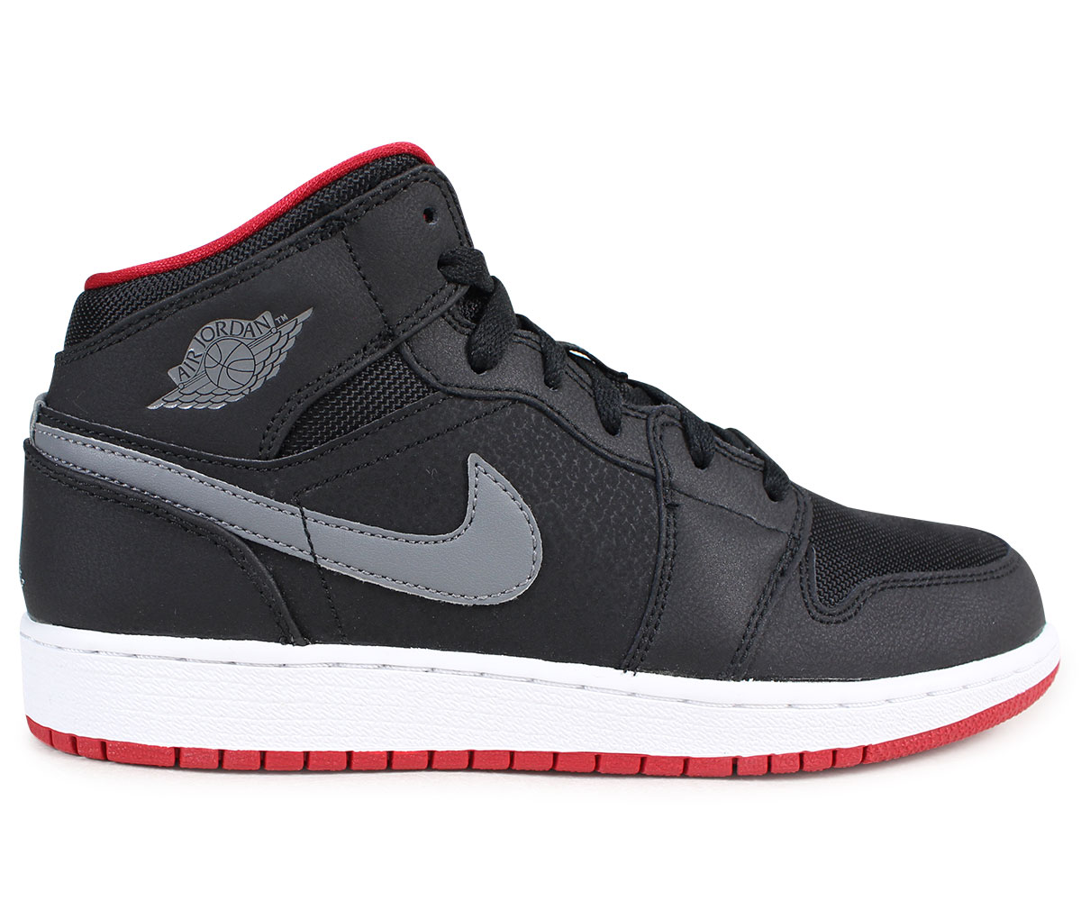 耐克nike空气乔丹1女子的运动鞋air jordan 1 mid gs 554725-034黑色